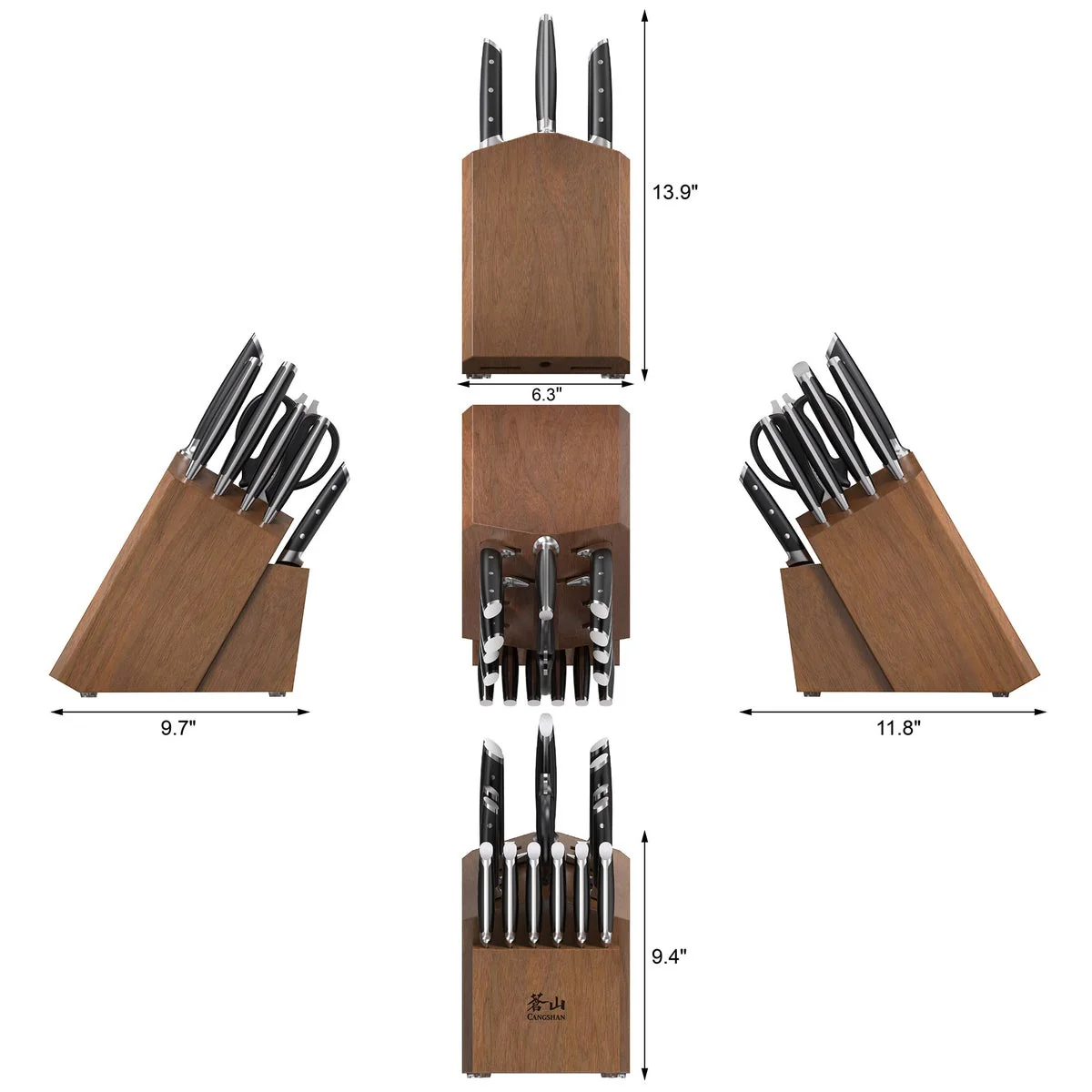 Cangshan Denali Series German Steel Forged 17-piece Knife Block Set - Black - Image 4