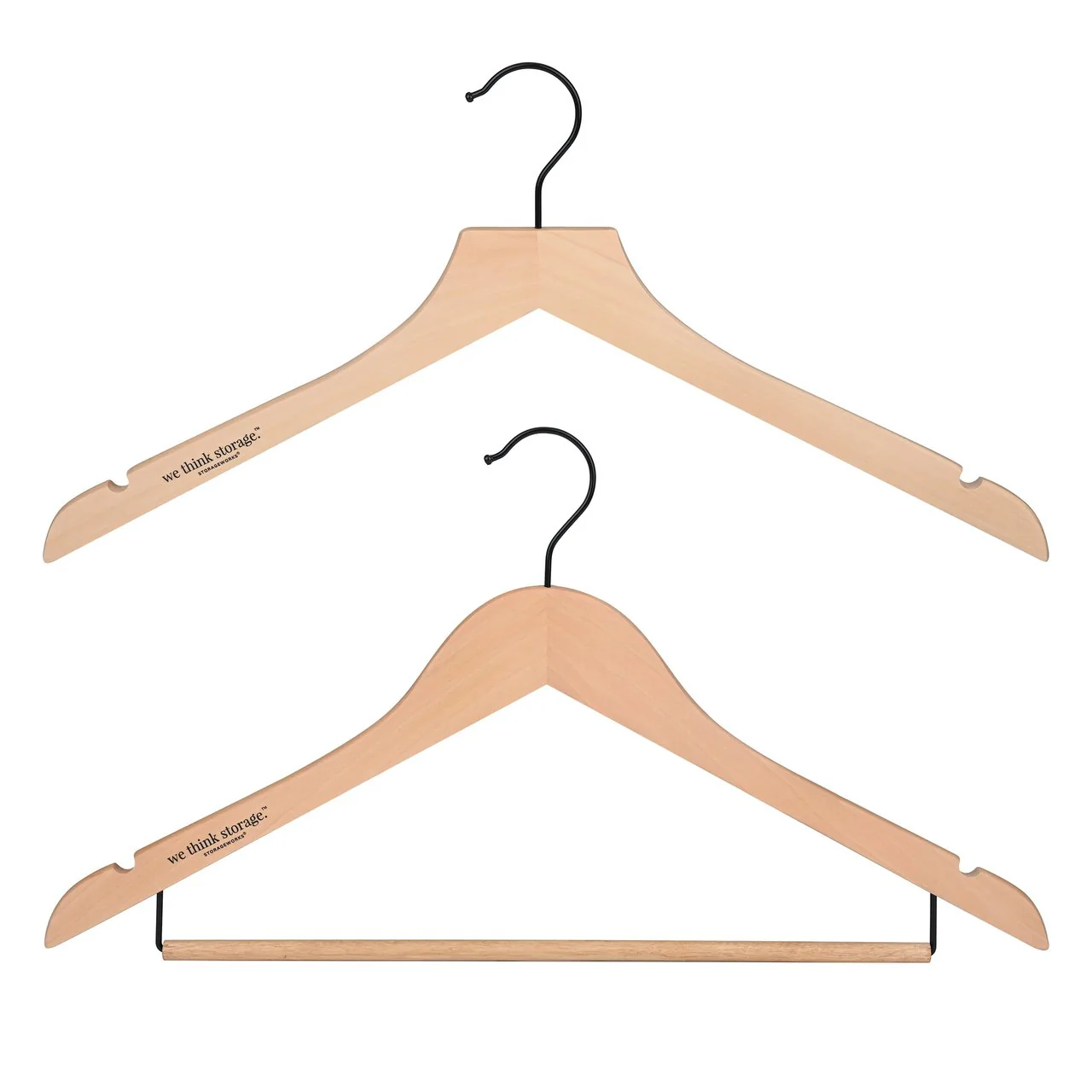 We Think Storage Premium Slim Wood Hangers, 30-Count Combo Pack
