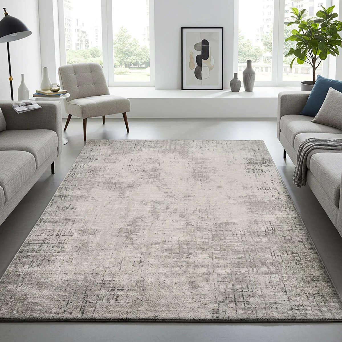 Divina Area Rug, Aloma Cream & Gray, 7'10" x 10'