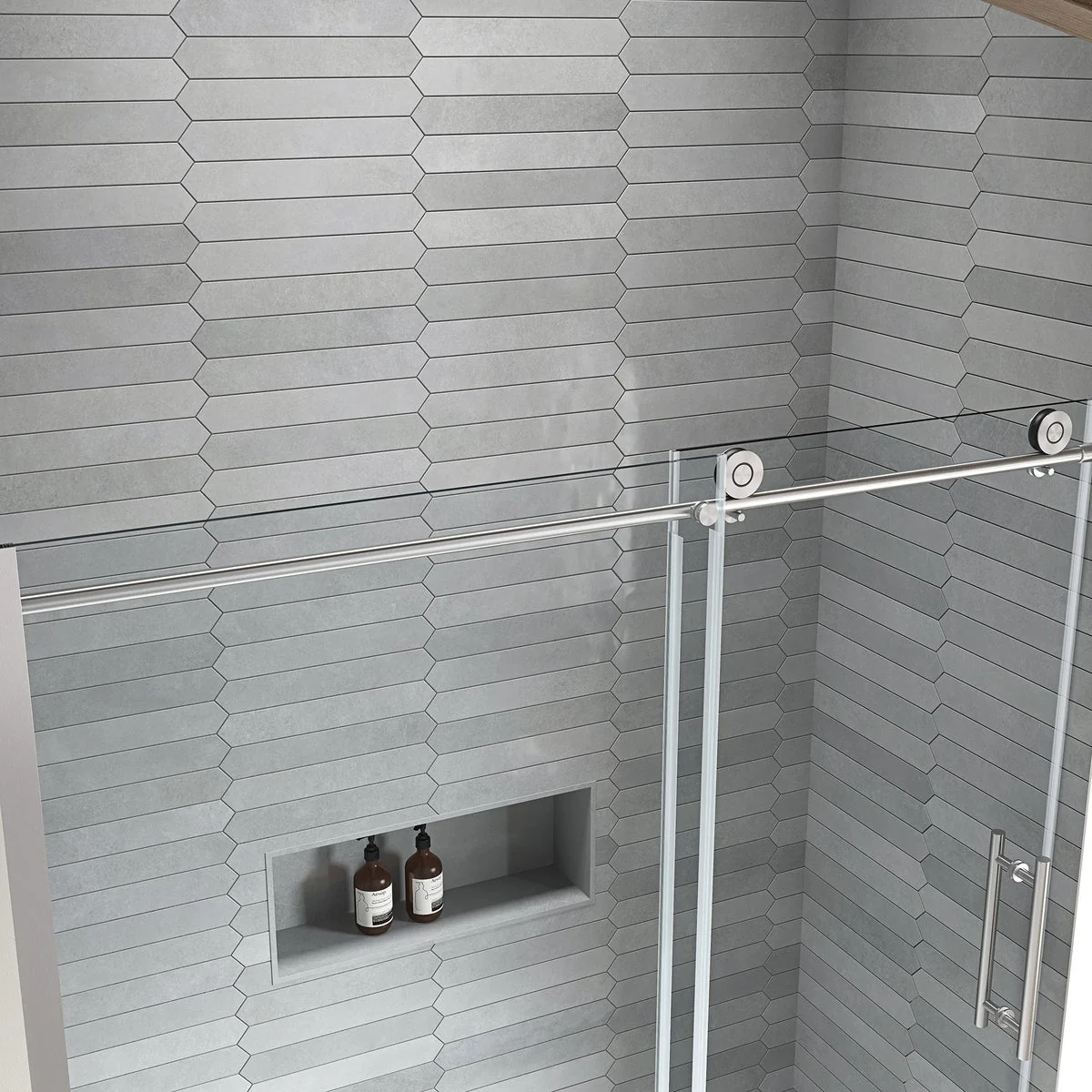 OVE Decors Renfrew Frameless Soft-close Sliding Shower Door - Satin nickel - Image 7