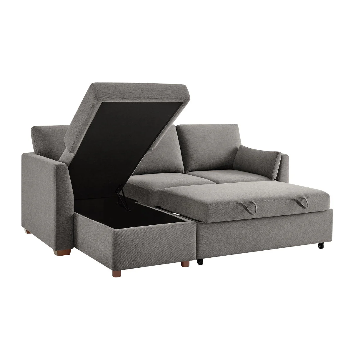 Coddle Luke Fabric Sleeper Sofa with Reversible Chaise and Storage, Gray - Image 5