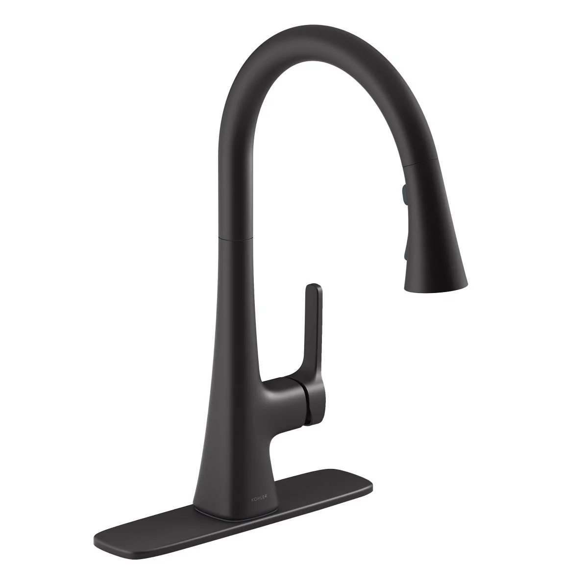 Kohler Guild Matte Black Pull-down Kitchen Sink Faucet with Three-function Sprayhead