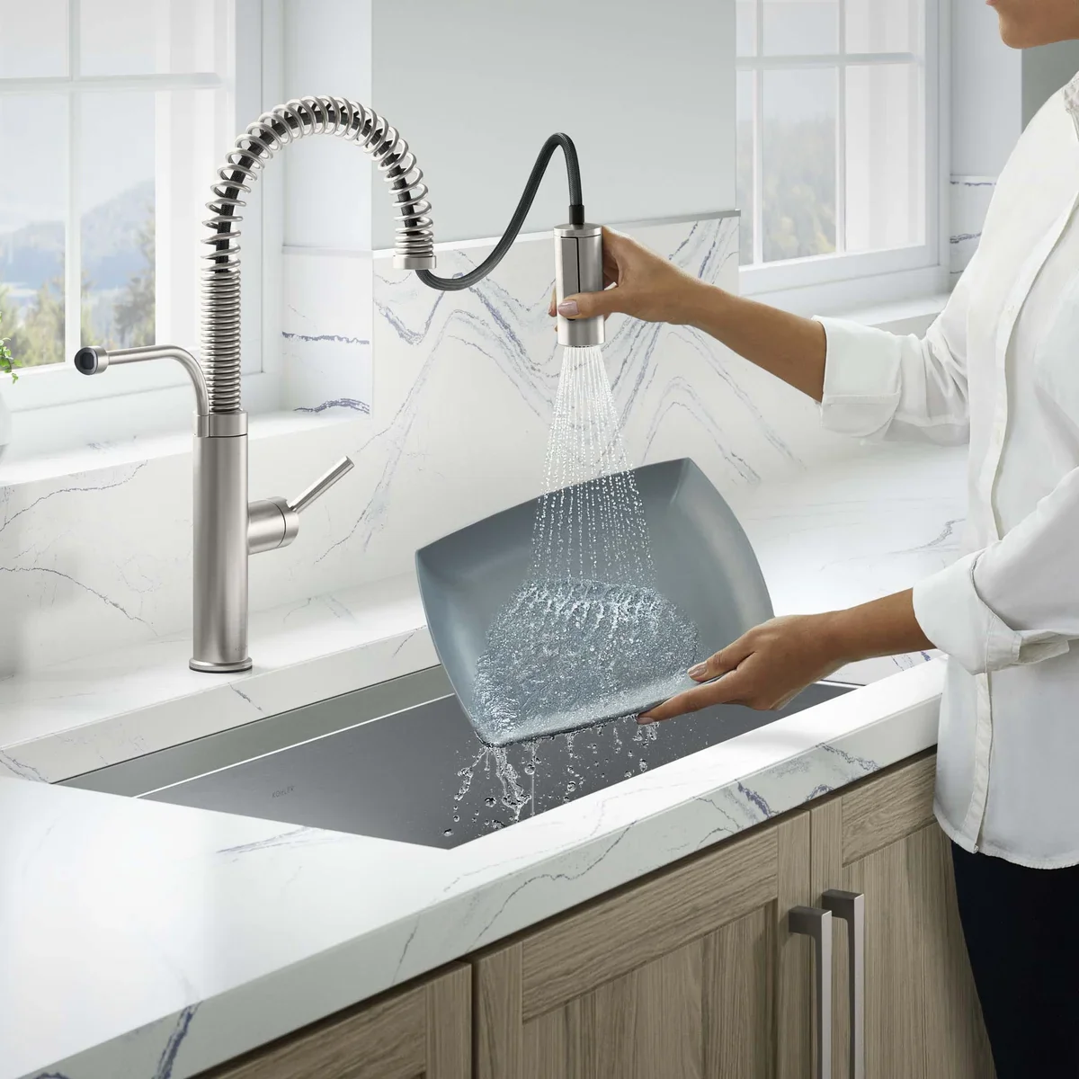 Kohler Provo Stainless Steel Semi-Pro Kitchen Faucet - Image 3