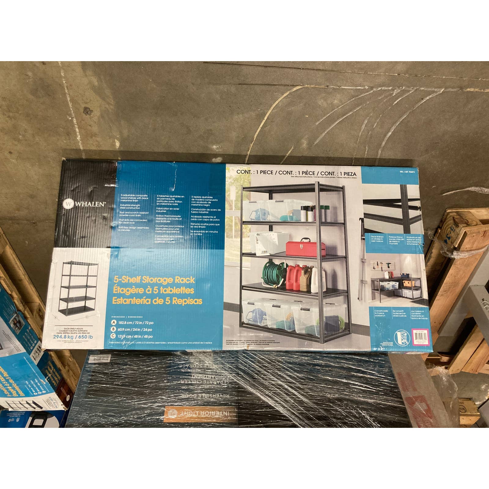 Like NEW - Costco - Like NEW - Whalen 5-Shelf Heavy Duty Steel Shelving Unit, 48"W x 24"D x 72"H, Black - Retail $79 - Image 2