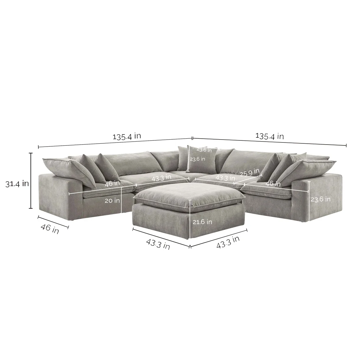 Like NEW - Costco - Sereen 6-piece Fabric Modular Sectional, Light Brown - Retail $2399 - Image 4