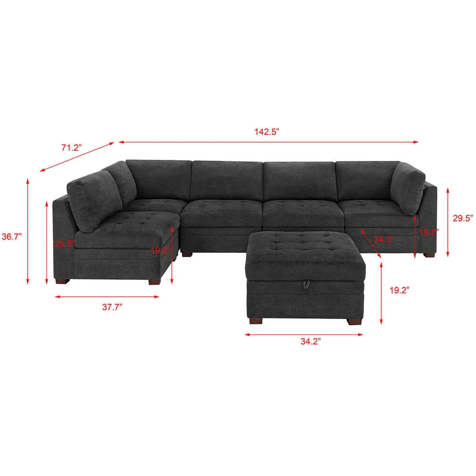 Thomasville Tisdale Fabric Sectional with Storage Ottoman - Image 5