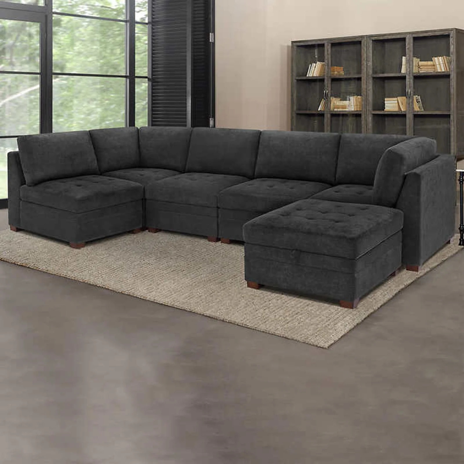 Thomasville Tisdale Fabric Sectional with Storage Ottoman - Image 7