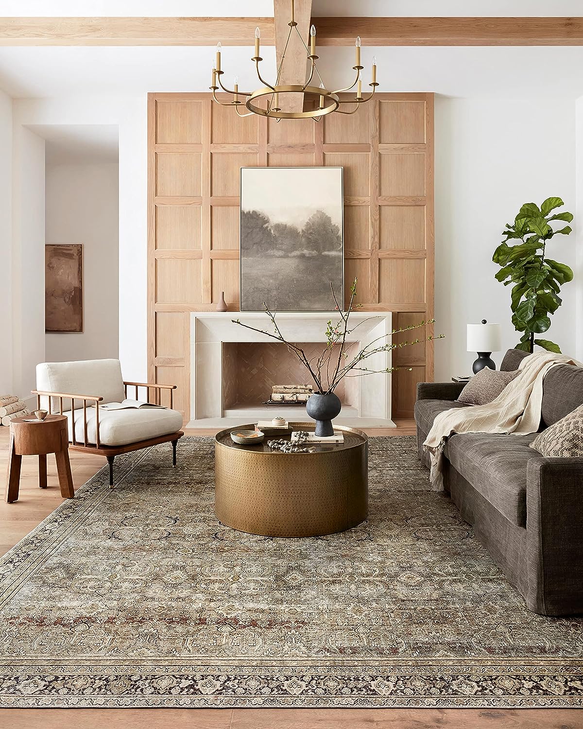 NEW - Loloi LAYLA Collection, LAY-03, Olive / Charcoal, 9ft-6in x 14ft, .13in Thick, Area Rug, Soft, Durable, Vintage Inspired, Distressed, Low Pile, Non-Shedding, Easy Clean, Printed, Living Room Rug - Retail $314 - Image 2