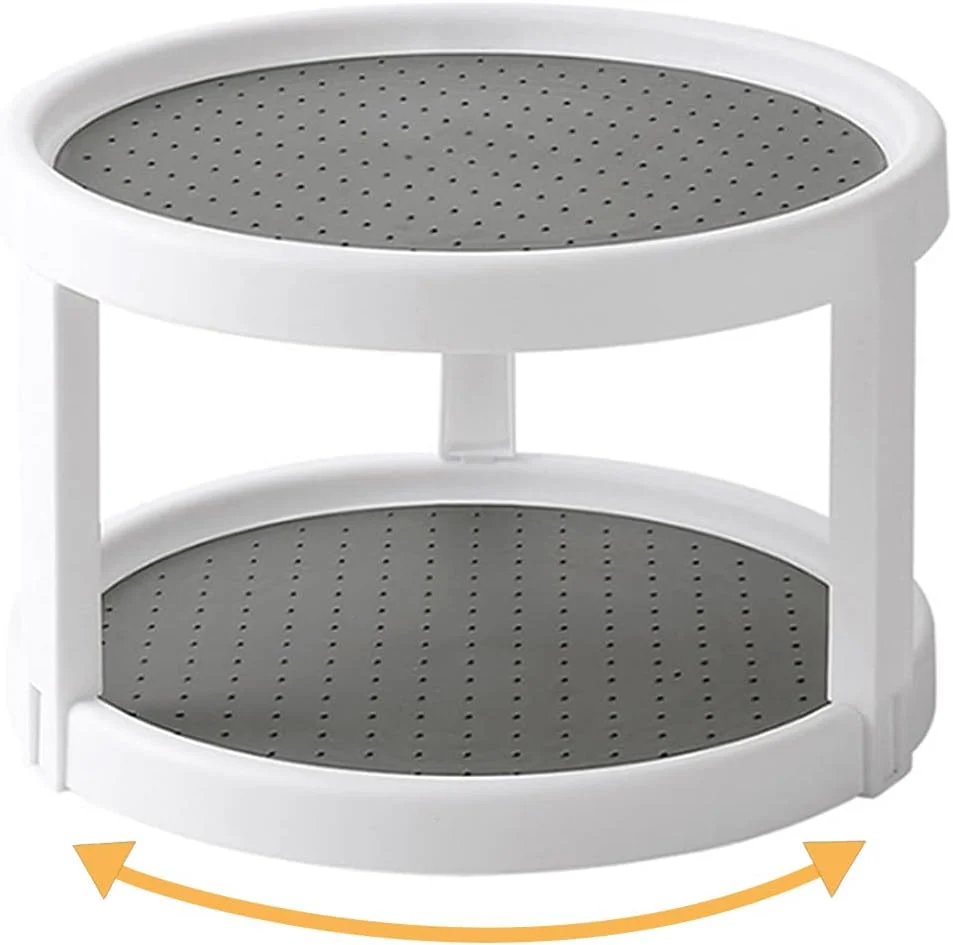 Lazy Susan Organizer, 2 Tier Non Skid Spice Rack Turntable, 360 Degree Rotating Seasoning Organizer, 10-Inch