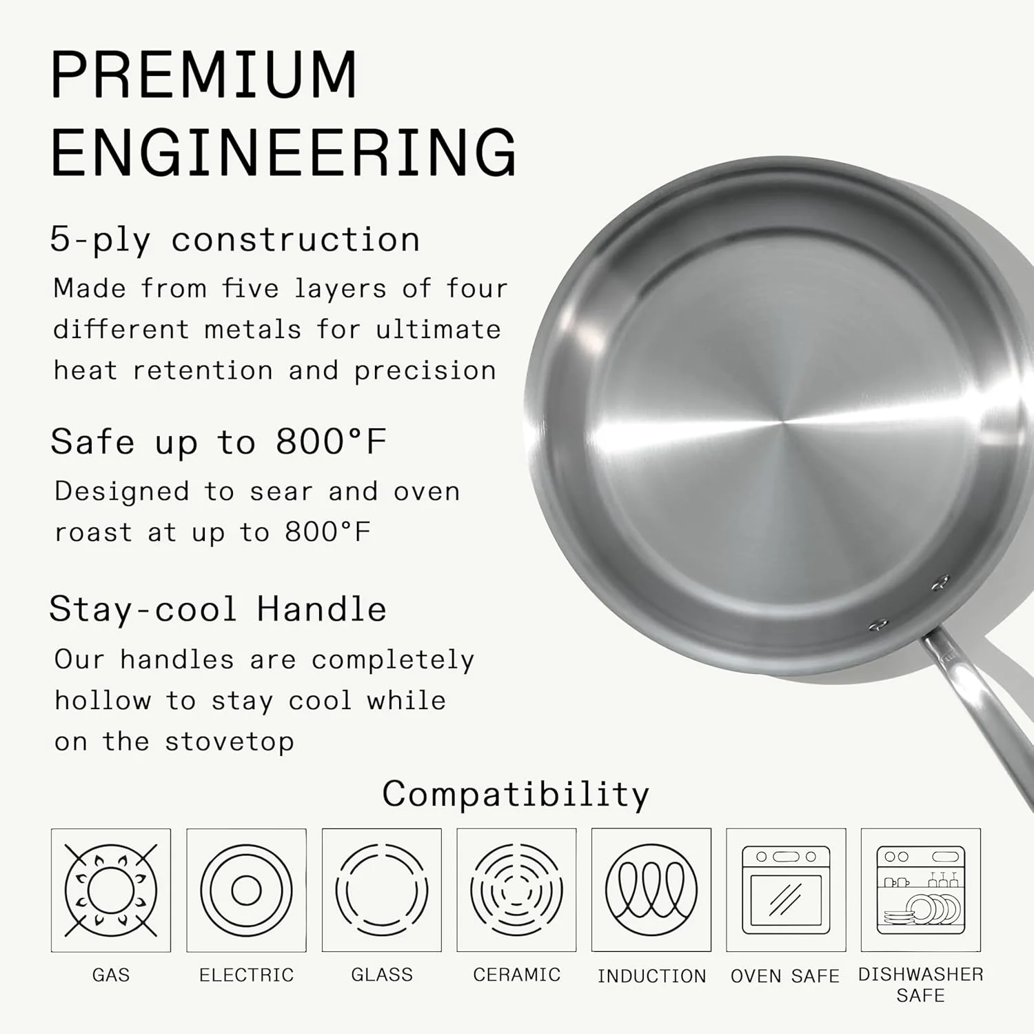 Made In Cookware - 12-Inch Stainless Steel Frying Pan - 5 Ply Stainless Clad - Professional Cookware - Crafted in Italy - Induction Compatible - Image 3