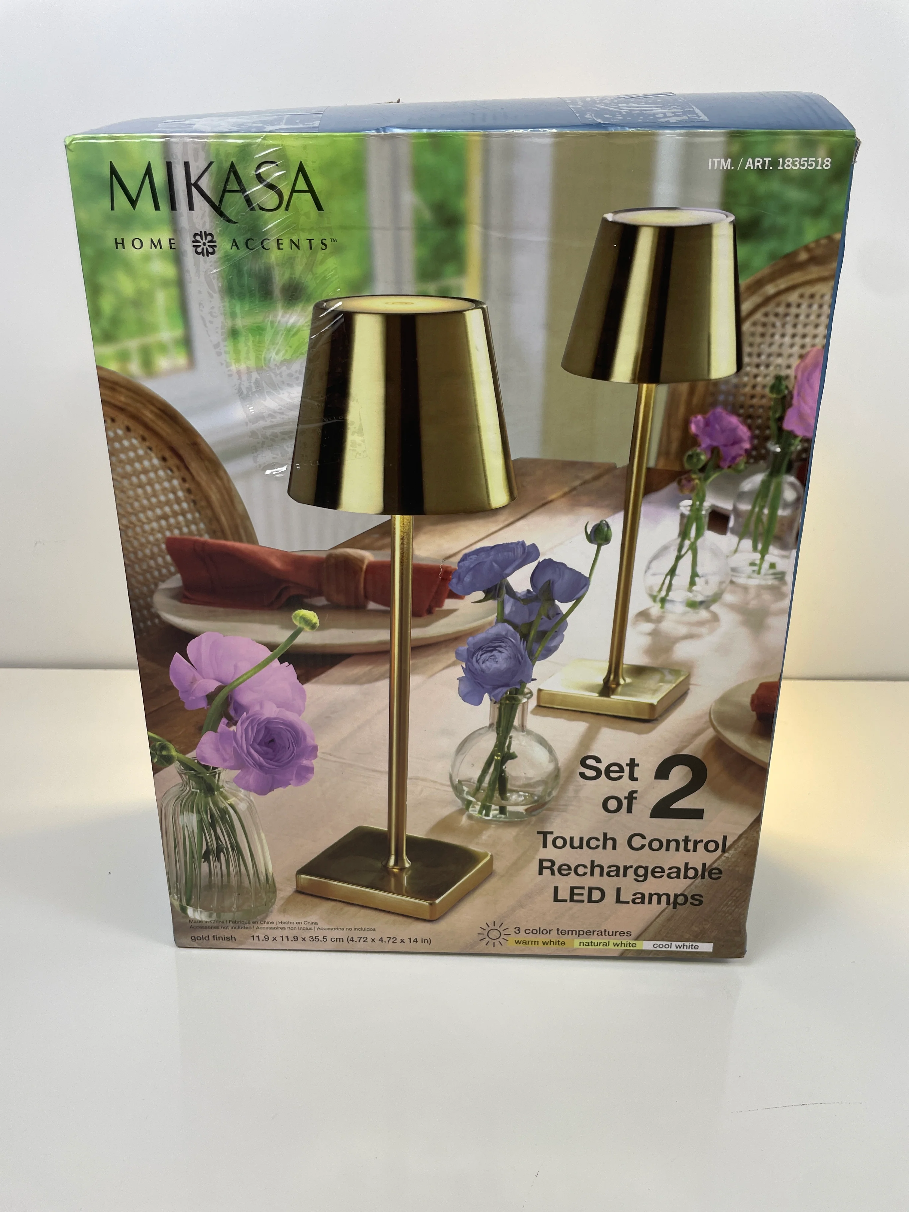 Mikasa Rechargeable GOLD LED Lamps, 2 Pack - Image 2