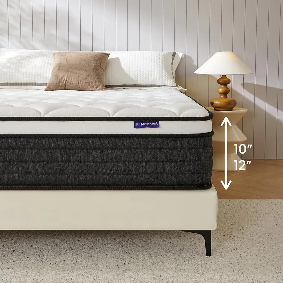 Napnest Full Size Mattress 10 Inch, Hybrid Mattresses Full in a Box, Medium Firm Feel Memory Foam and Individual Pocket Springs Fiberglass Free Bed Mattress