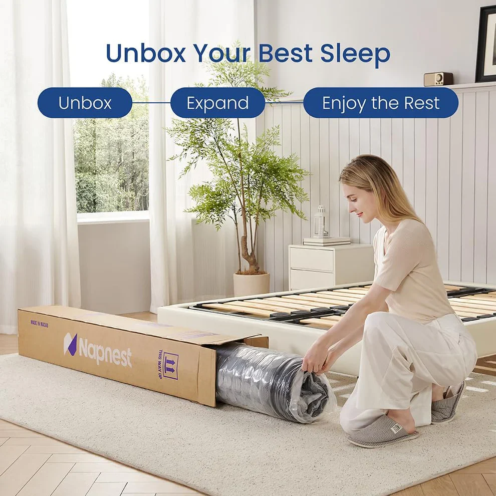 Napnest Full Size Mattress 10 Inch, Hybrid Mattresses Full in a Box, Medium Firm Feel Memory Foam and Individual Pocket Springs Fiberglass Free Bed Mattress - Image 6
