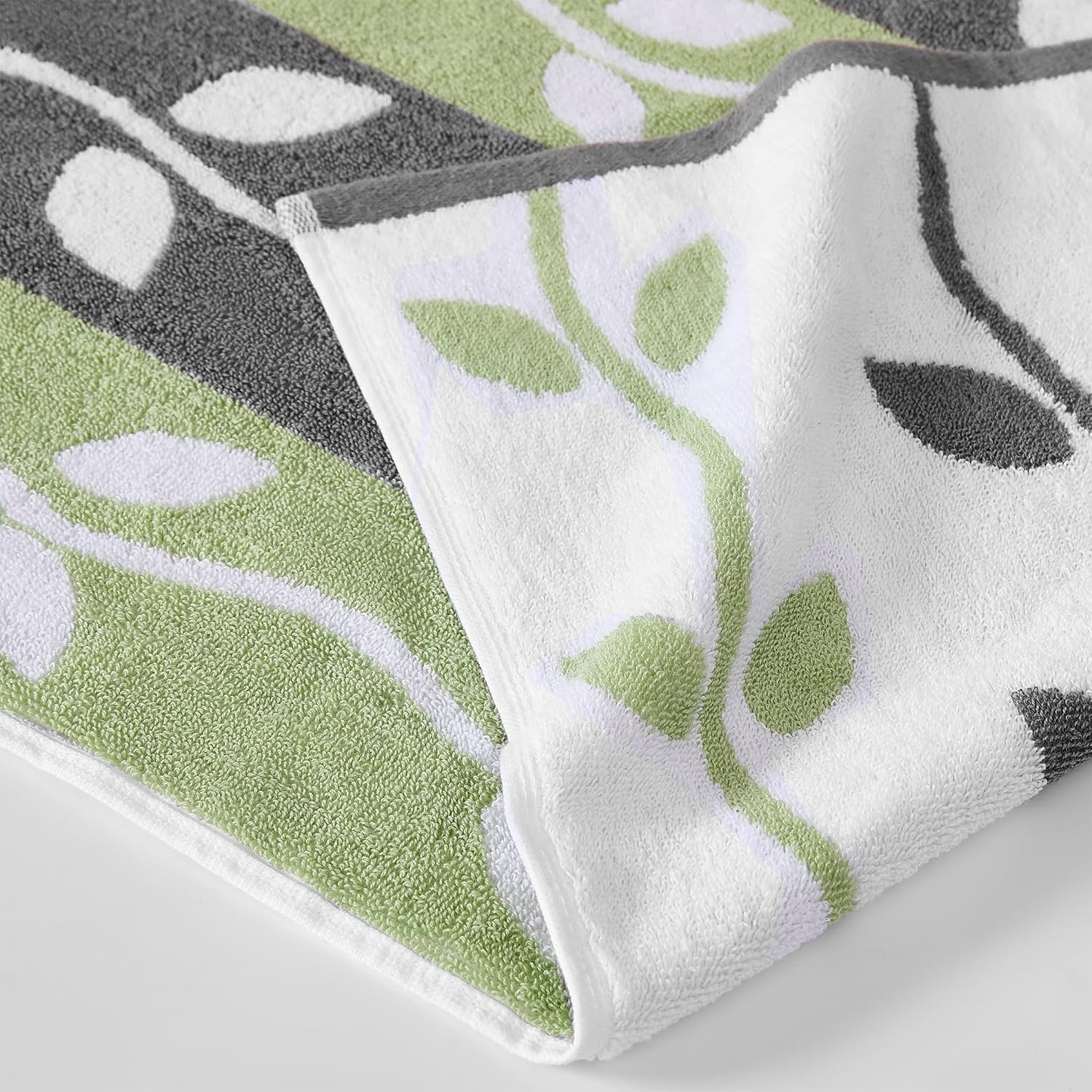 Modern Threads Organic Vines 6-Piece 100% Cotton Towel Set – Yarn Dyed Jacquard & Solid – Includes 2 Bath Towels, 2 Hand Towels, 2 Washcloths – Absorbent, Quick Dry, Soft & Durable – Gray - Image 3