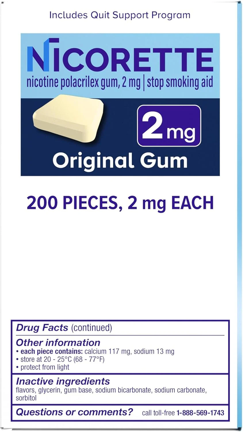 Nicorette Nicotine Gum Stop Smoking Aid, 2 mg, Original Flavor - 200 Count - Image 12