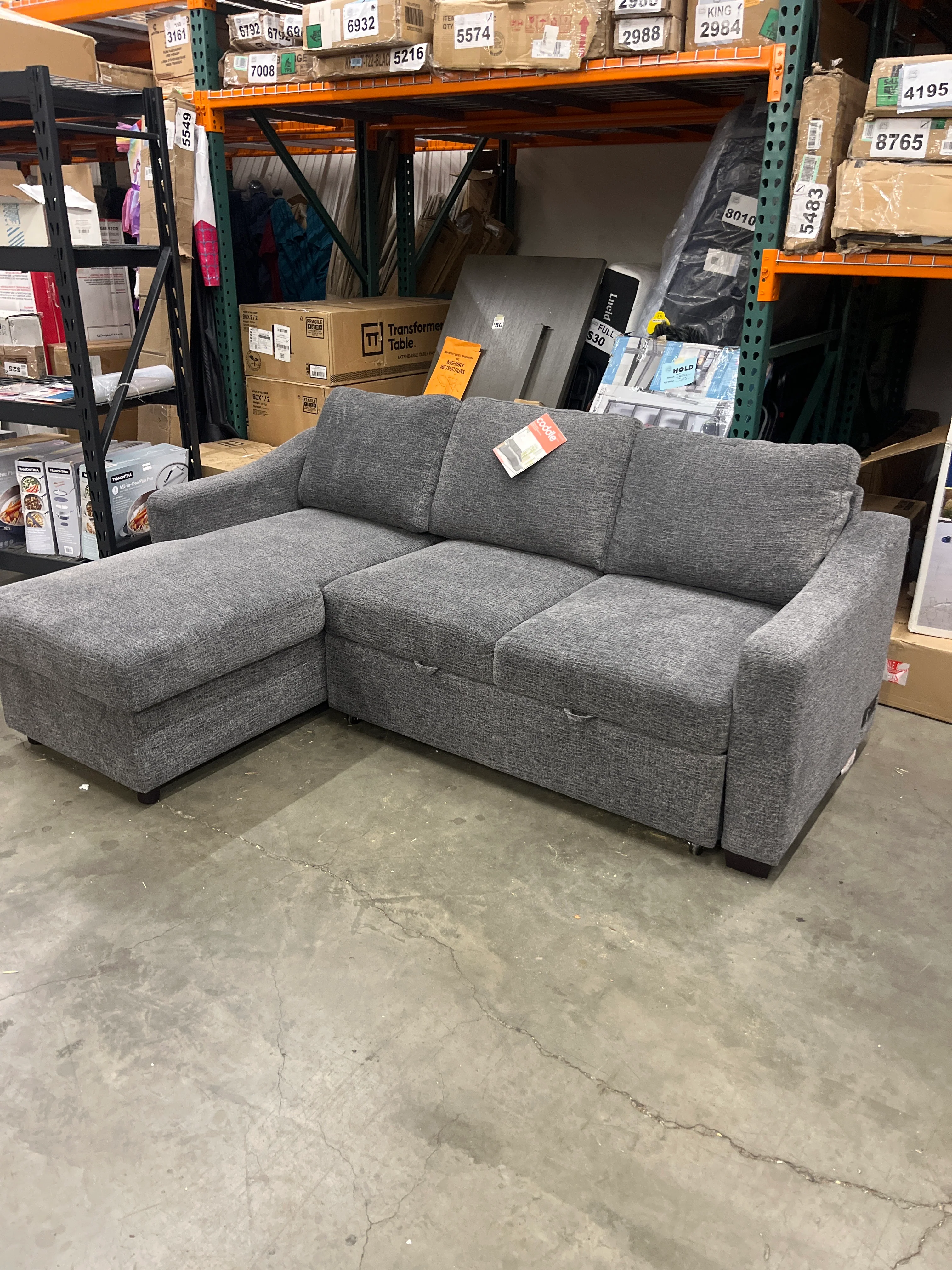 NEW w/ tiny dmg - Coddle Aria Fabric Sleeper Sofa with Reversible Chaise - Retail $1250 - Image 3