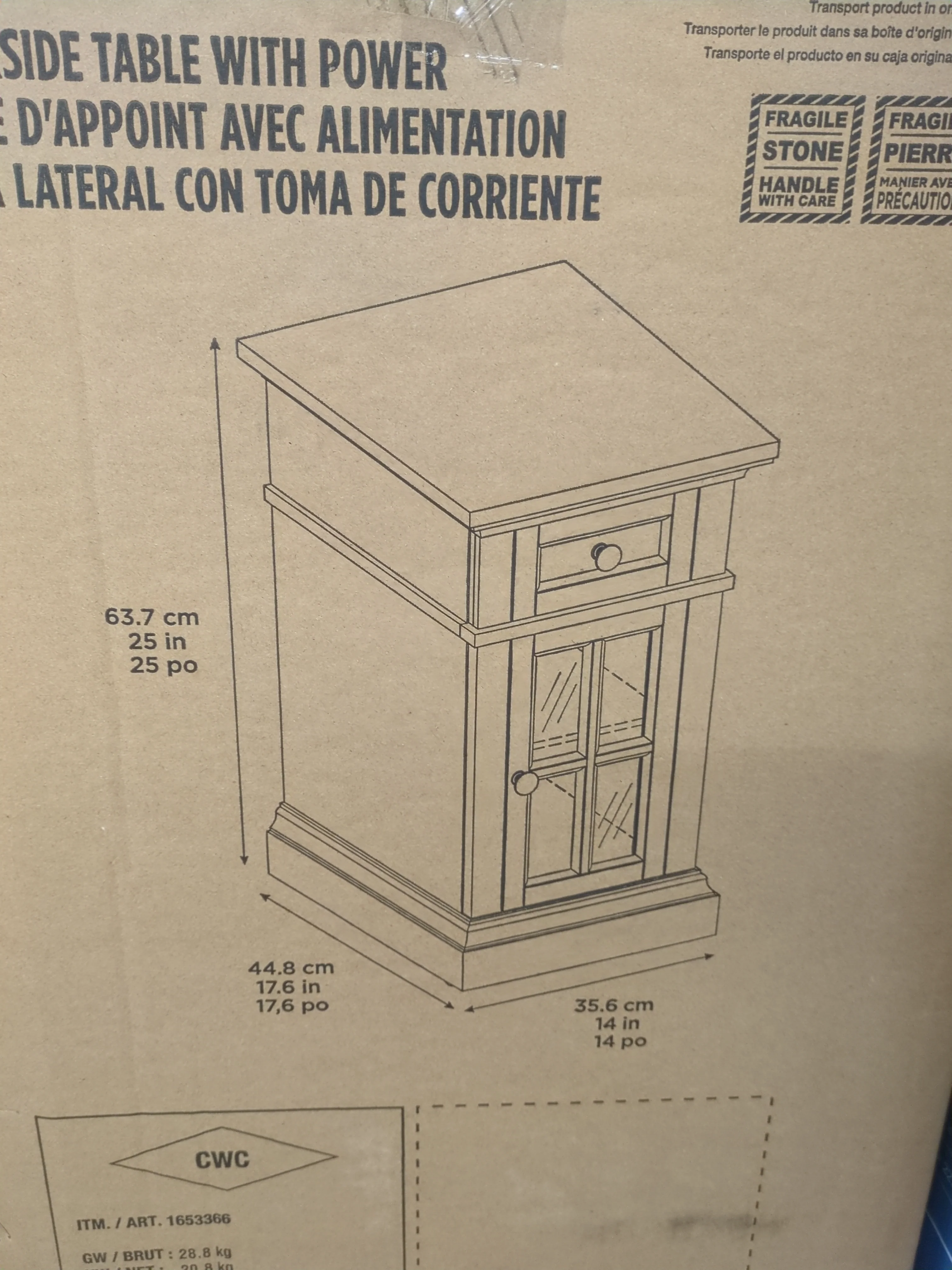 NEW - Costco - Tresanti Nathaniel Chairside Table with Power - Retail $139 - Image 2