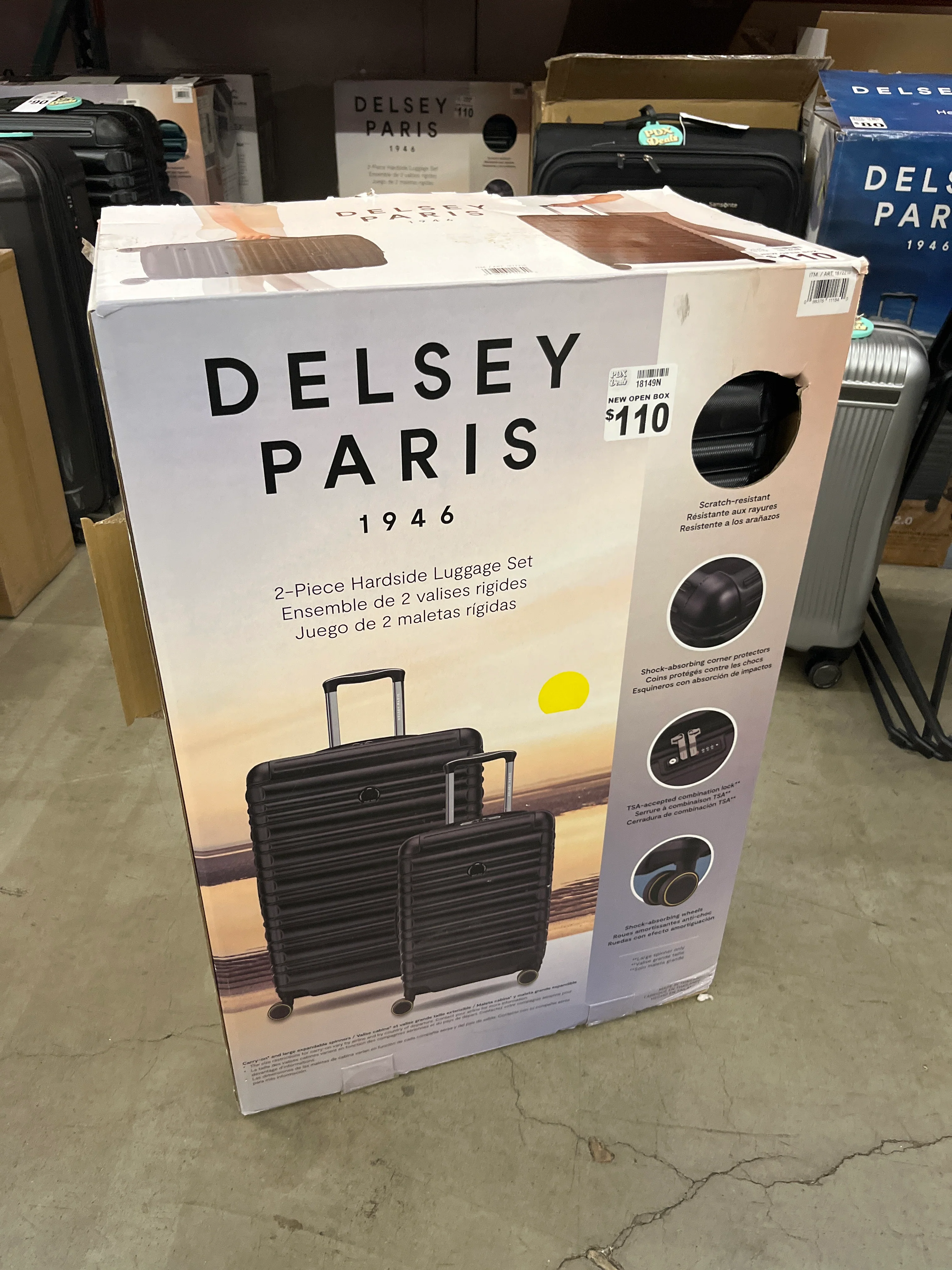 NEW - Delsey Paris Black Hardside Luggage Set - Image 4