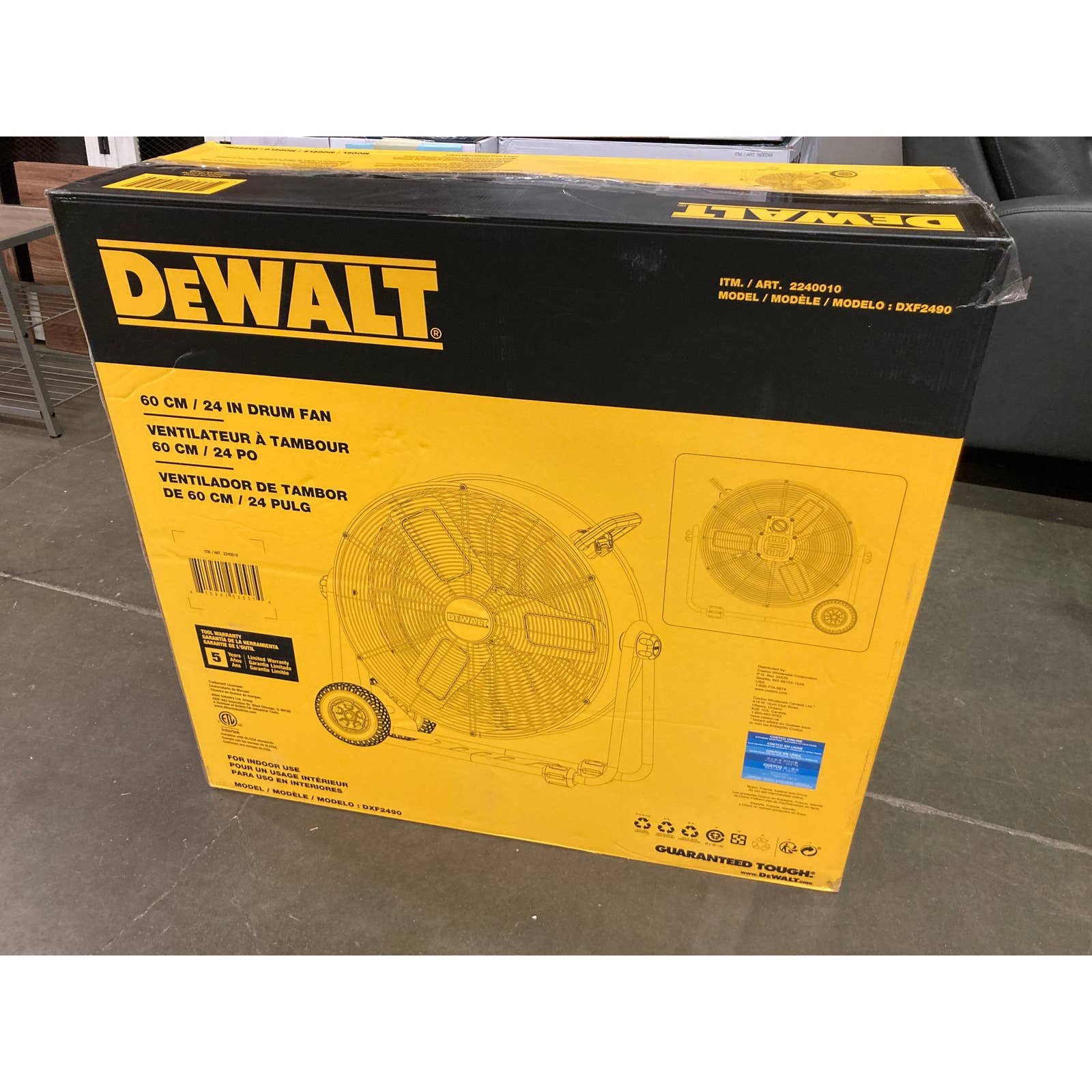 NEW - DEWALT 24" Heavy Duty Drum Fan, Black and Yellow - Retail $149 - Image 2