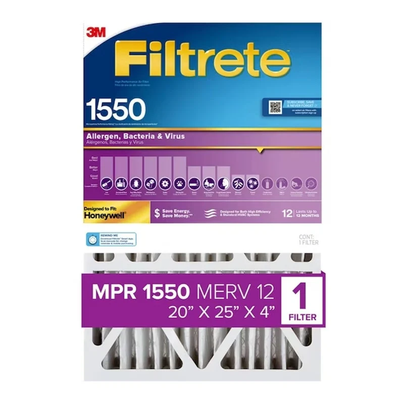 Filtrete air filter, 3M 20x25x4 Air Filter, MPR 1550, MERV 12