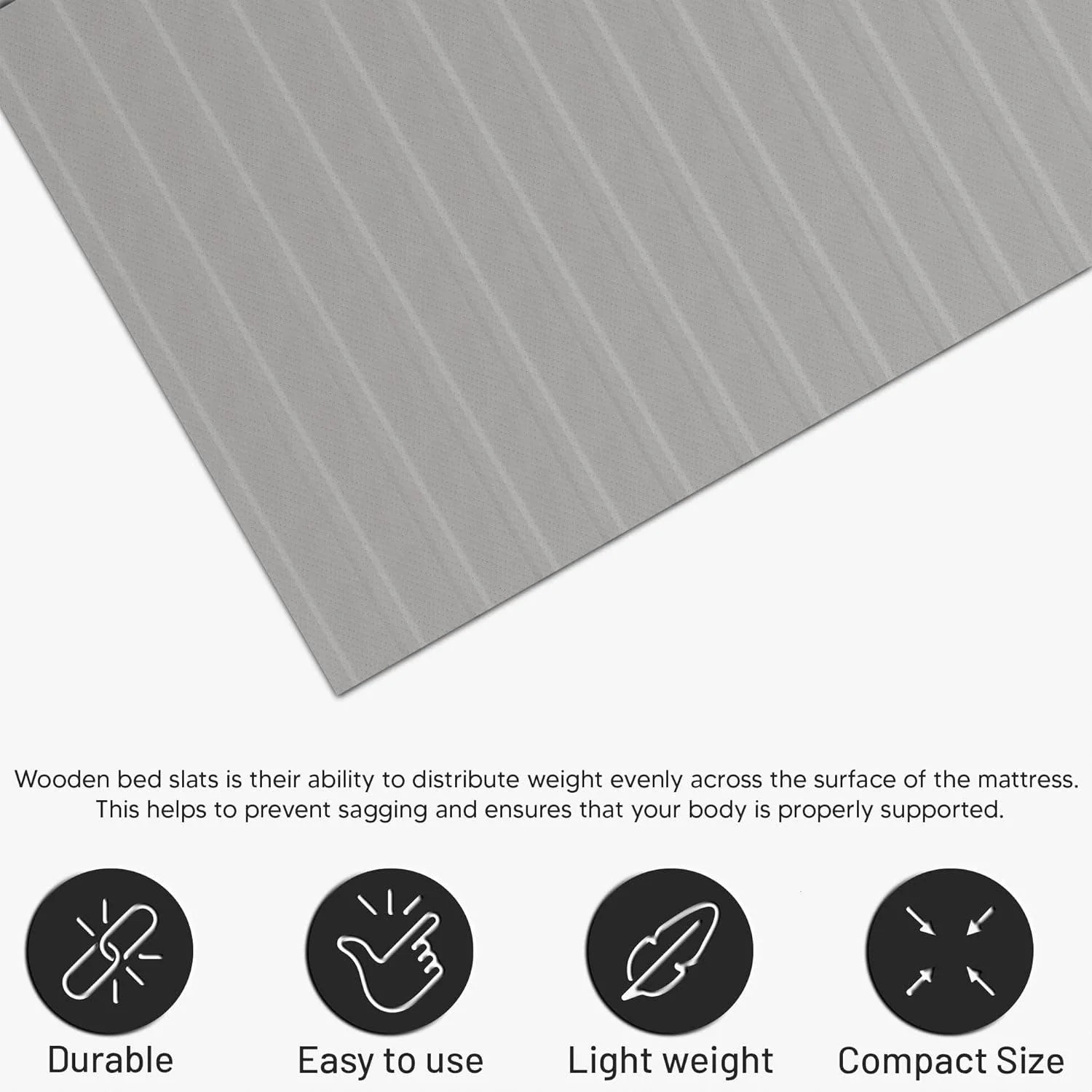 NEW - Greaton KING 0.75-Inch Heavy Duty Wooden Bunkie Board/Bed Cover, Enhance Mattress Support, Grey, Horizontal Slat - Retail $111 - Image 3