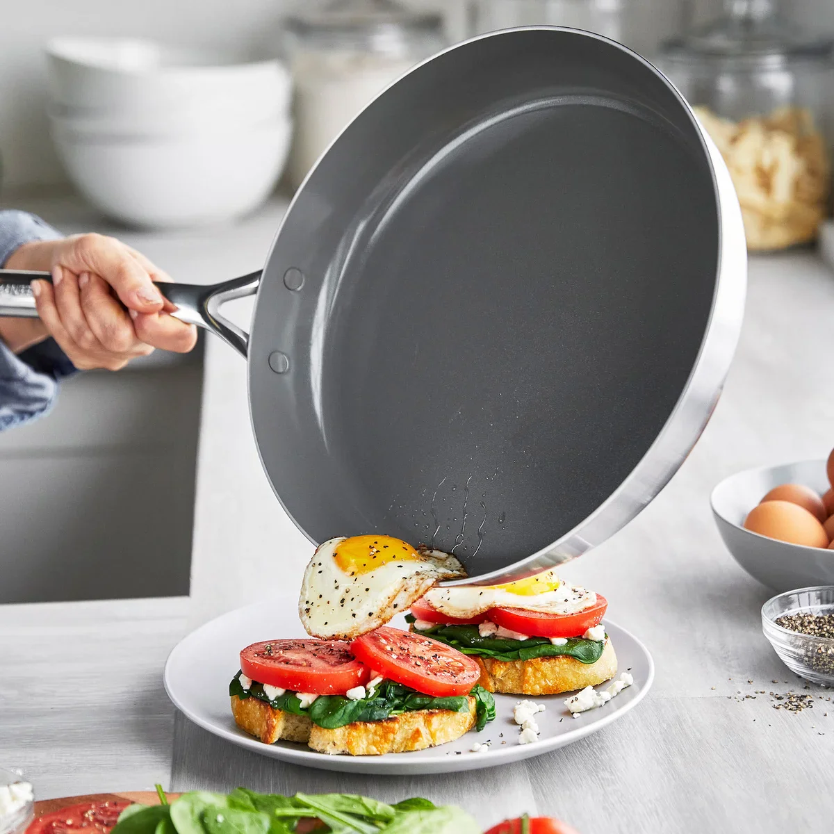 GreenPan GP5 Ceramic Non-Stick Stainless Steel 10-piece Cookware Set - Retail $379 - Image 3