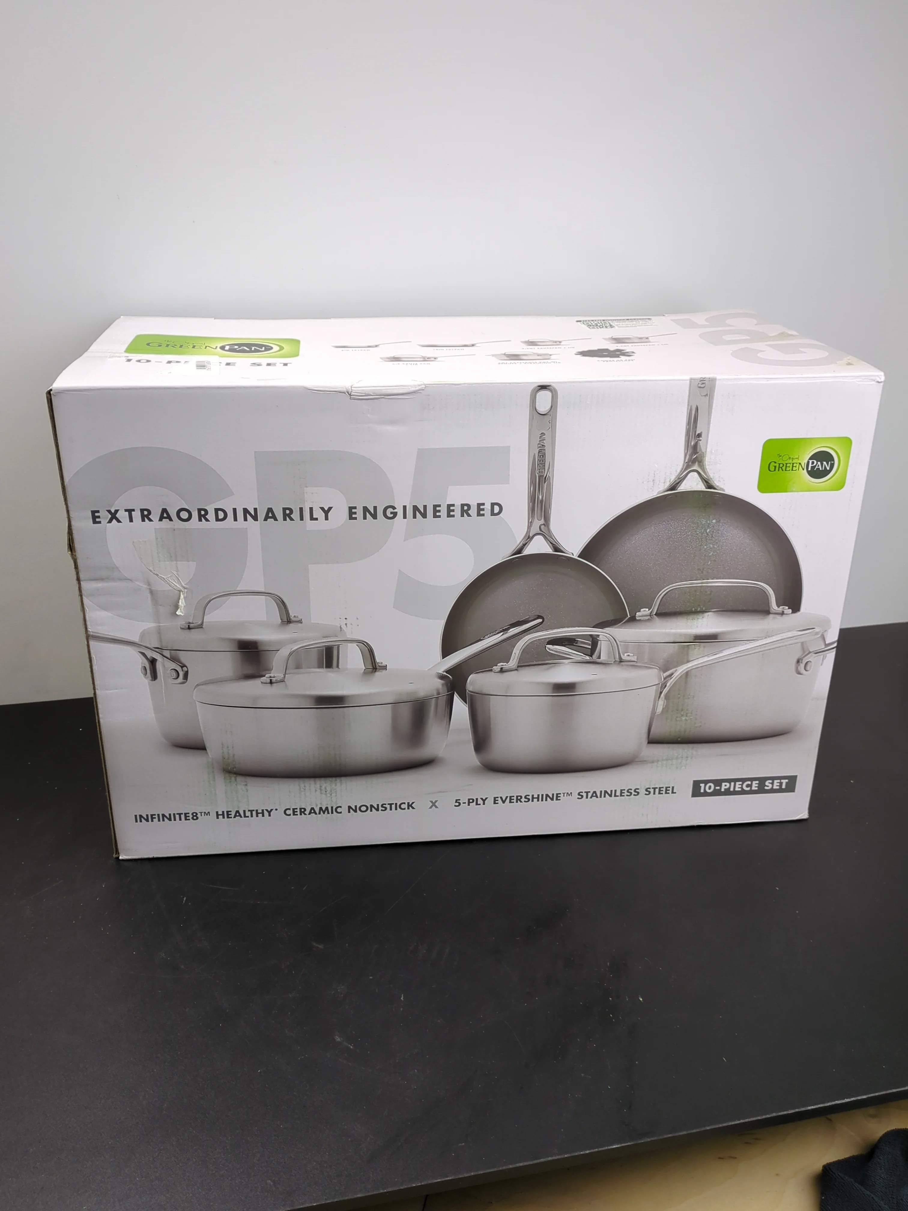 GreenPan GP5 Ceramic Non-Stick Stainless Steel 10-piece Cookware Set - Retail $379 - Image 4