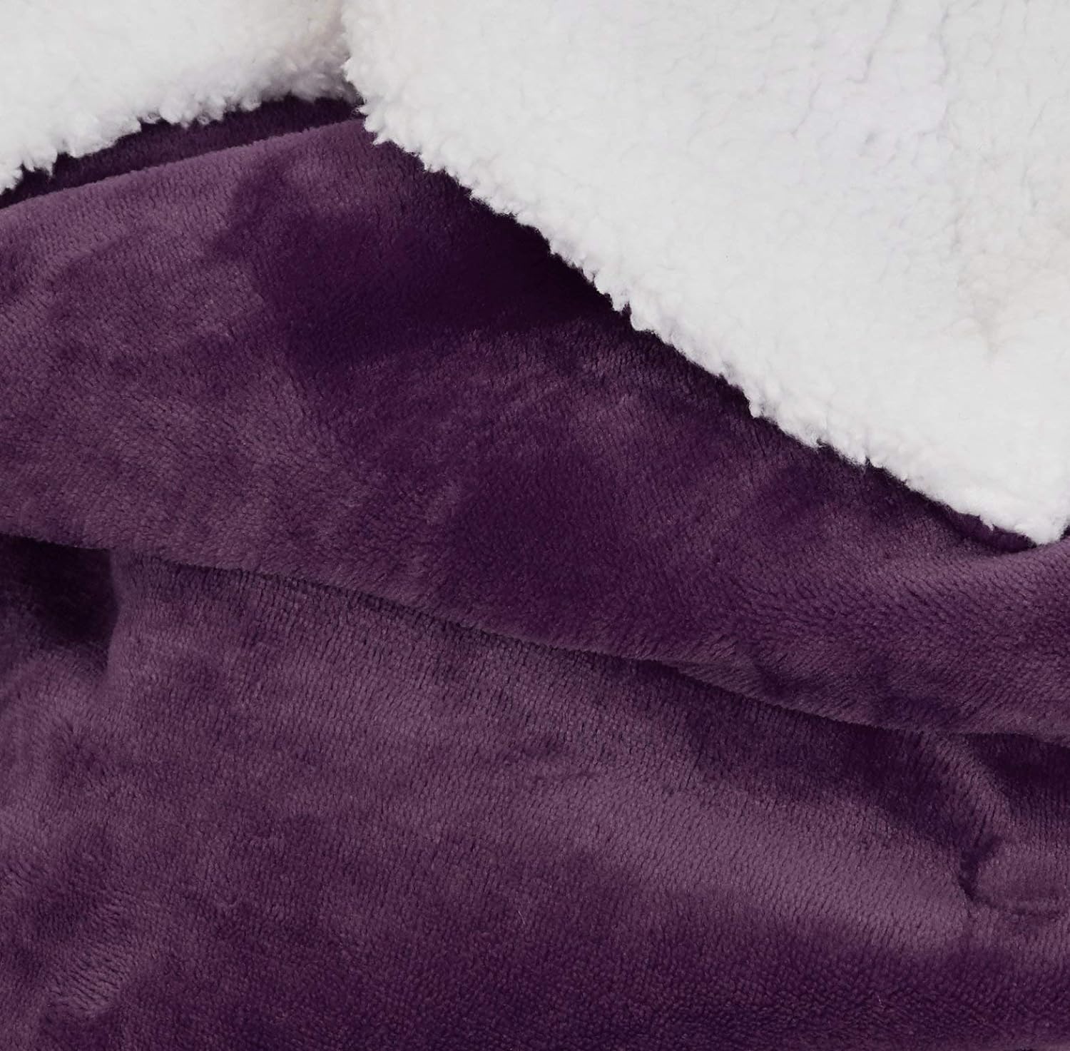 NEW in BAG - Amazon Basics Ultra-Soft Micromink Sherpa Blanket, Throw, Plum - Retail $28 - Image 2