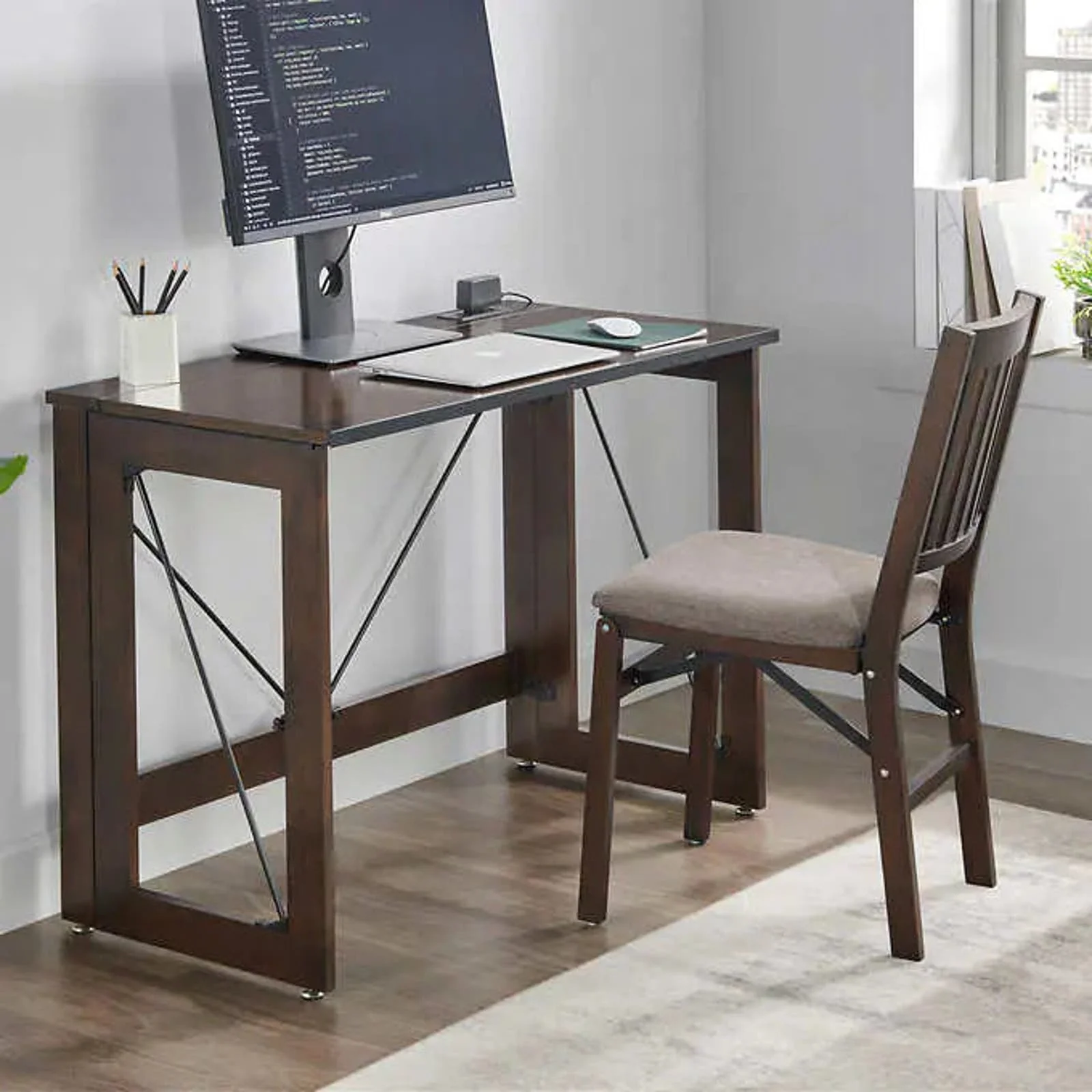 NEW - Costco Stakmore Pre-Assembled Wood Folding Desk