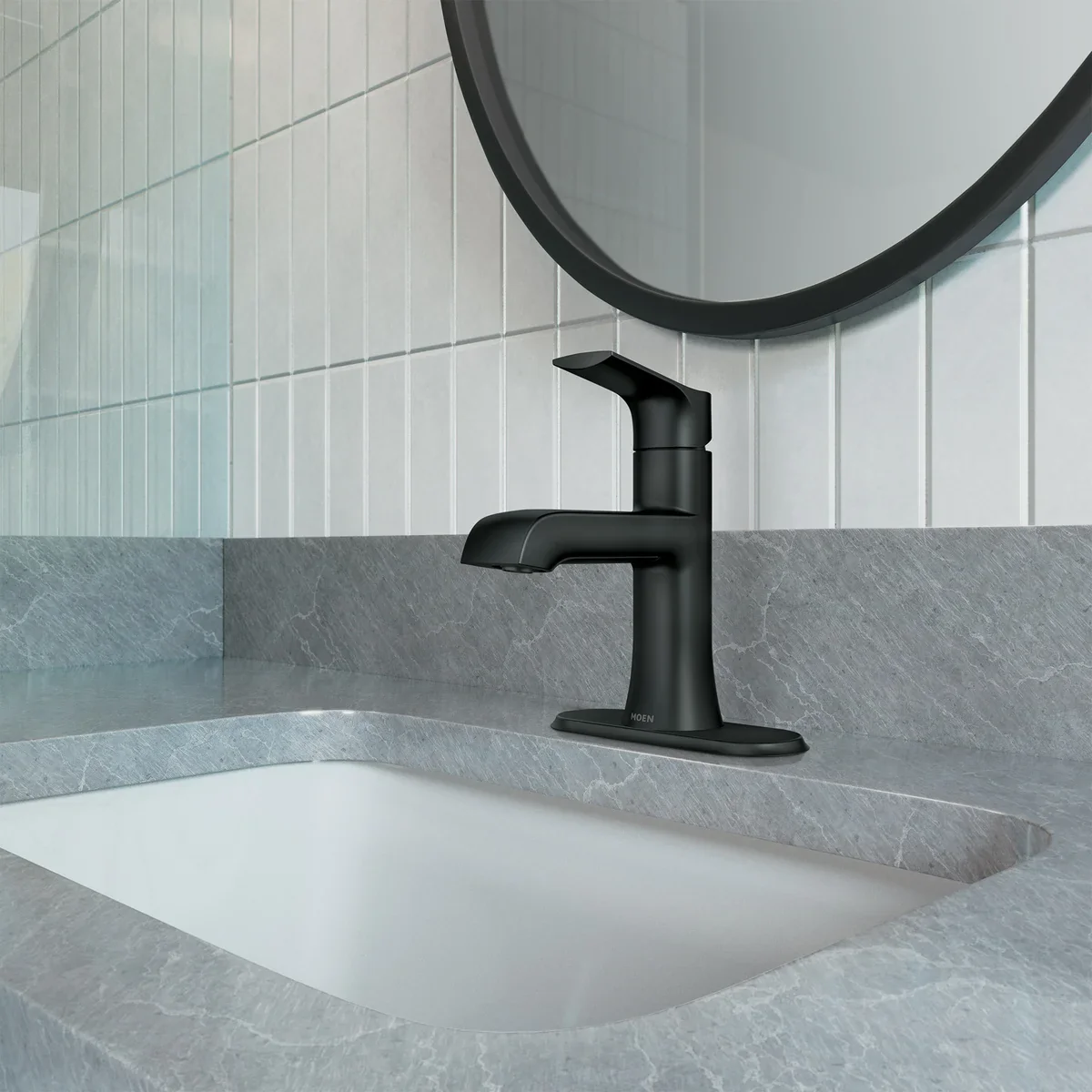 NEW - Moen Liso Matte Black Single Hole Bathroom Faucet - Image 2