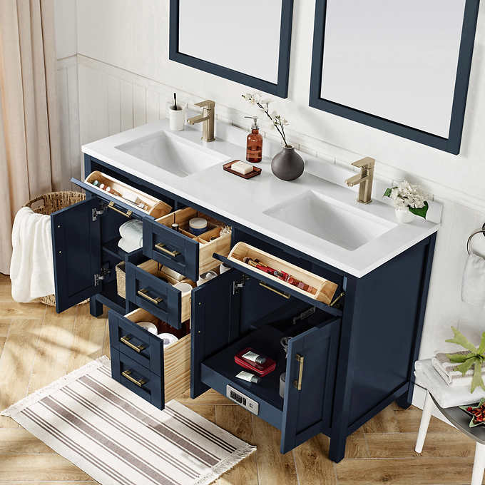 NEW - OVE Decors 60" Lakeview Bath Vanity in Blue - Retail $1529 - Image 6