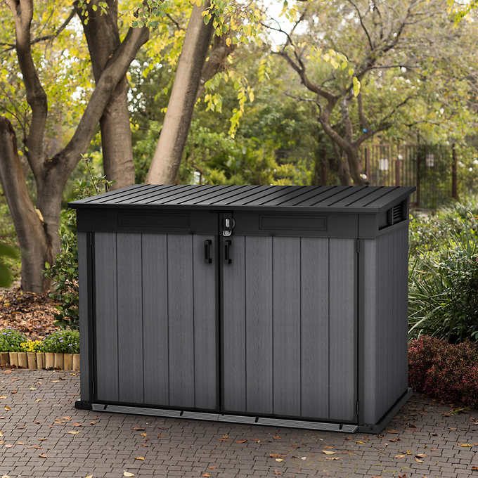 NEW w/ minor dmg - Keter Cortina Mega Premium Modern Horizontal Outdoor Storage Shed - Retail $479 - Image 2