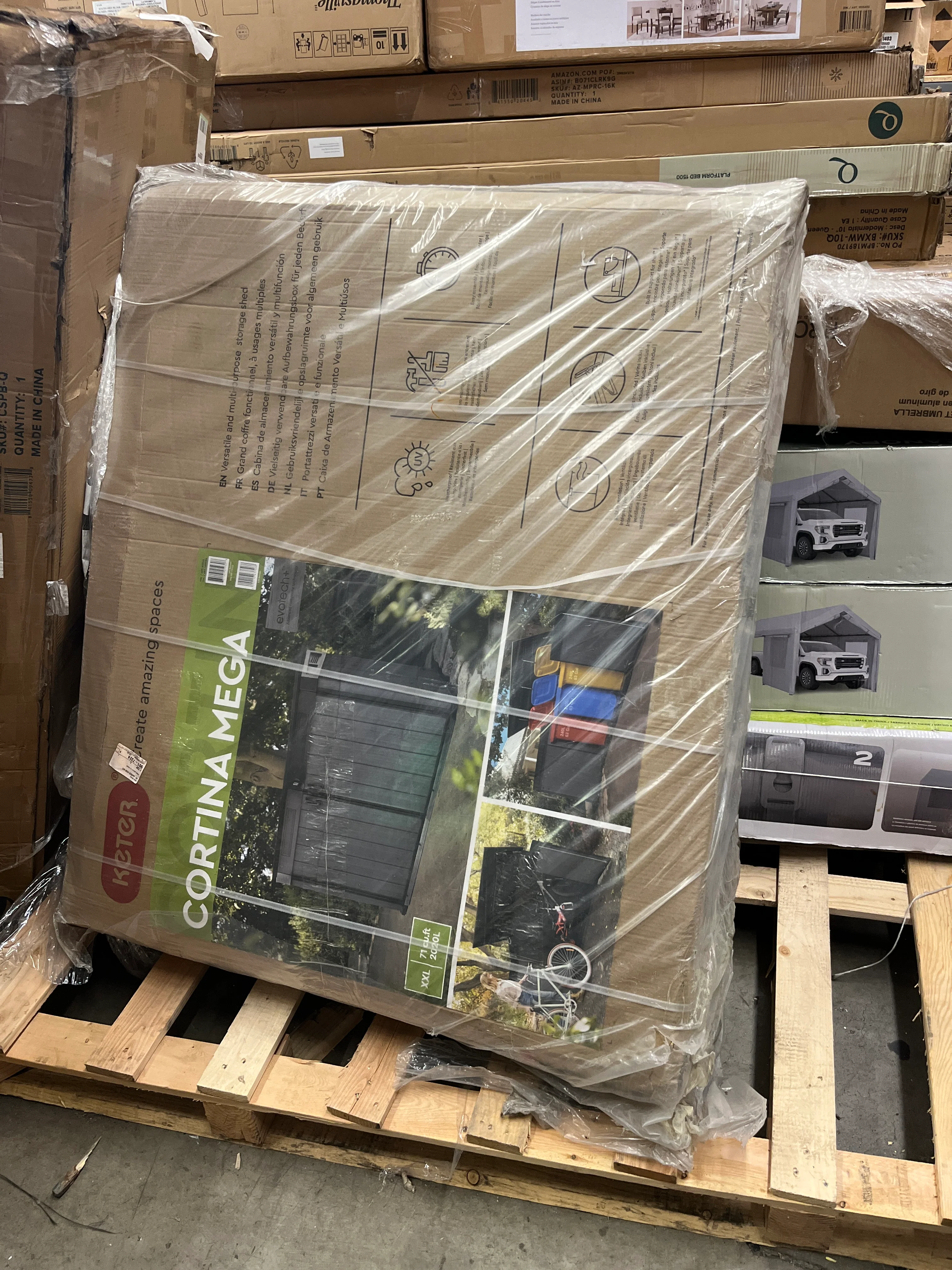 NEW, Sealed - Keter Cortina Mega Premium Modern Horizontal Outdoor Storage Shed - Retail $579 - Image 3