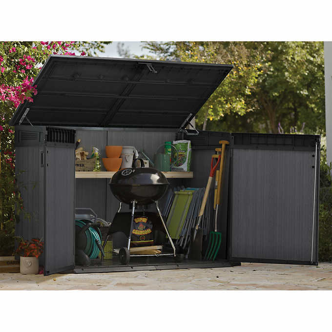 NEW w/ minor dmg - Keter Cortina Mega Premium Modern Horizontal Outdoor Storage Shed - Retail $479 - Image 3