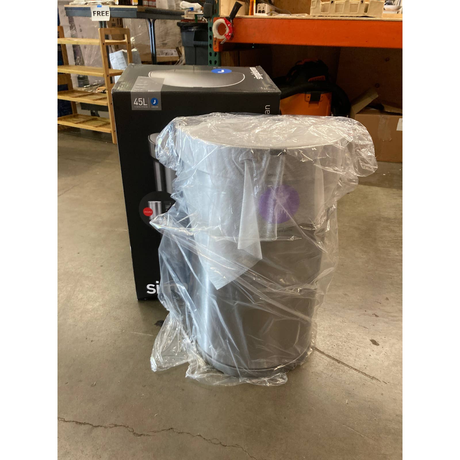 NEW - simplehuman 45L Semi Round Sensor Can and 4.5L Step Can with Odorsorb - Retail $149 - Image 2