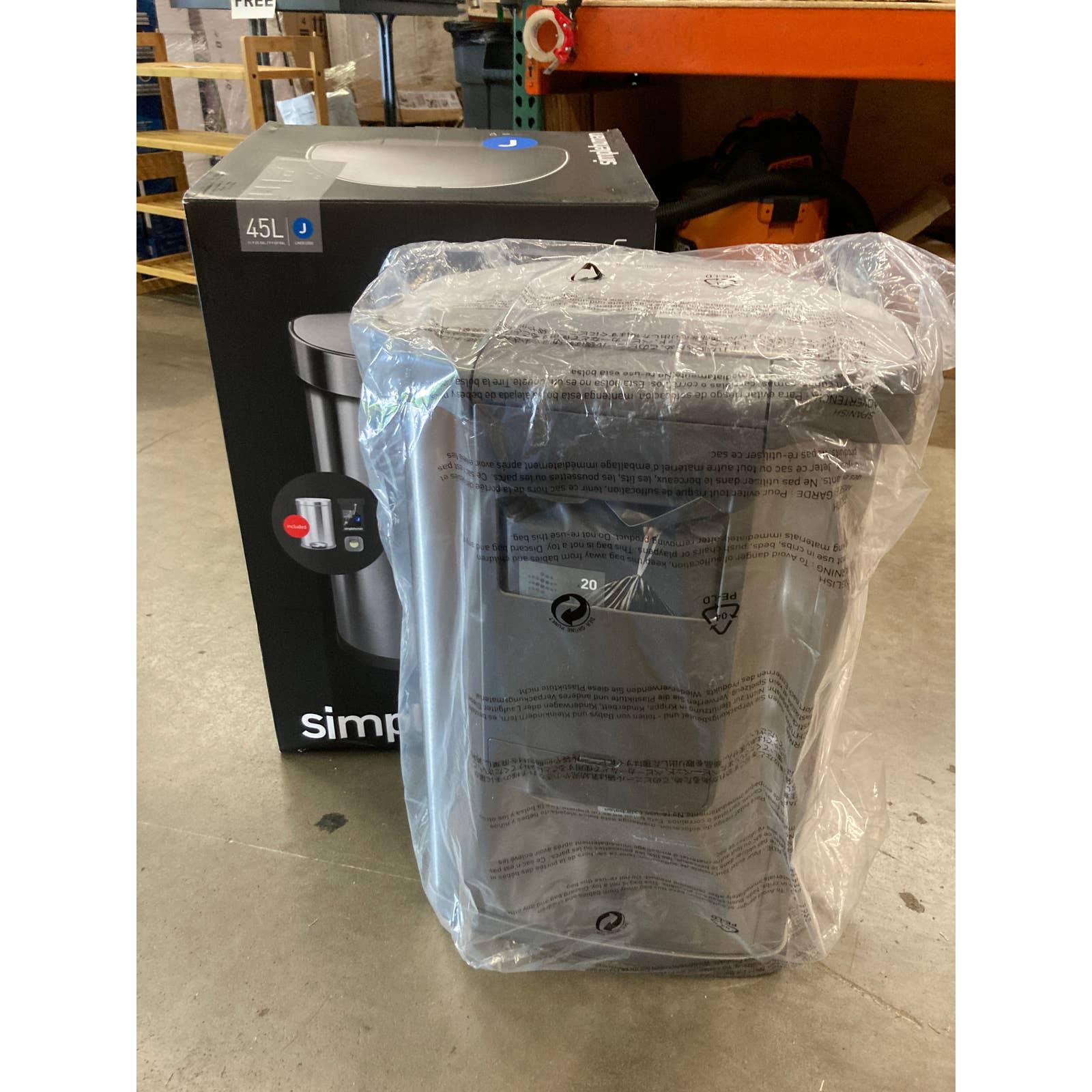 NEW - simplehuman 45L Semi Round Sensor Can and 4.5L Step Can with Odorsorb - Retail $149 - Image 3