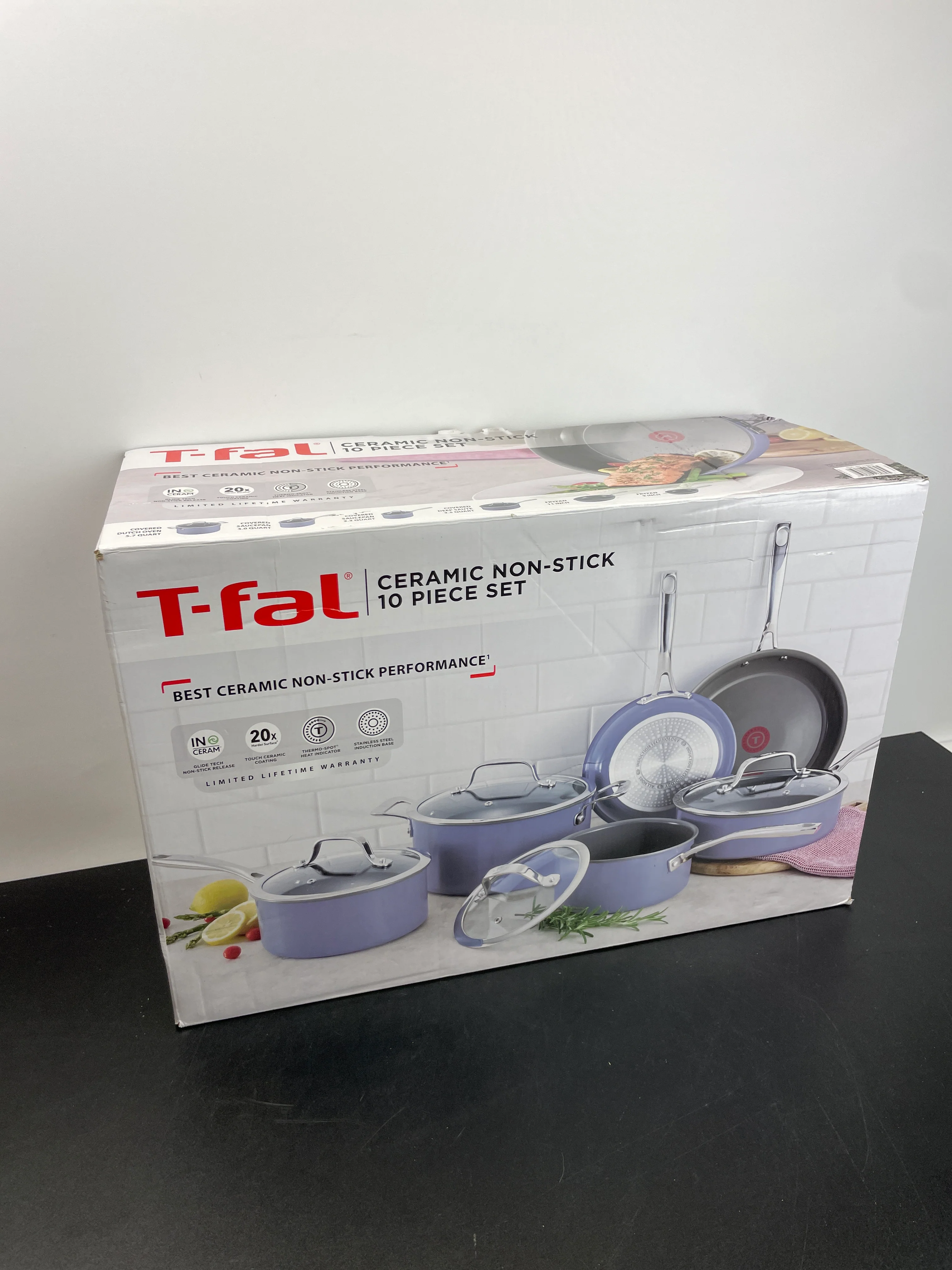 LIKE NEW - T-fal BLUE Excellence Ceramic Non-Stick Cookware Set, 10-Piece - Retail $149 - Image 5