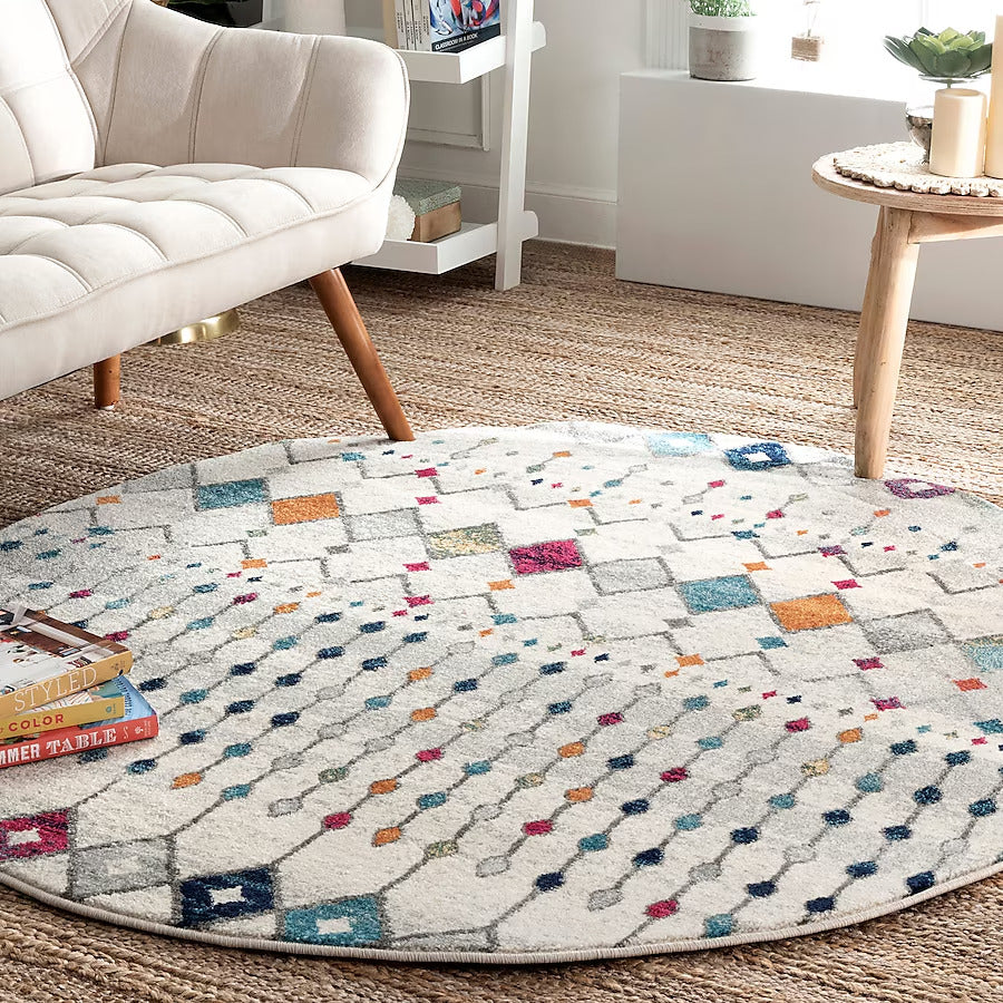 nuLOOM Blythe 6 x 6 (ft) Loomed Polypropylene Multi Round Indoor Trellis Area Rug - Retail $79 - Image 2