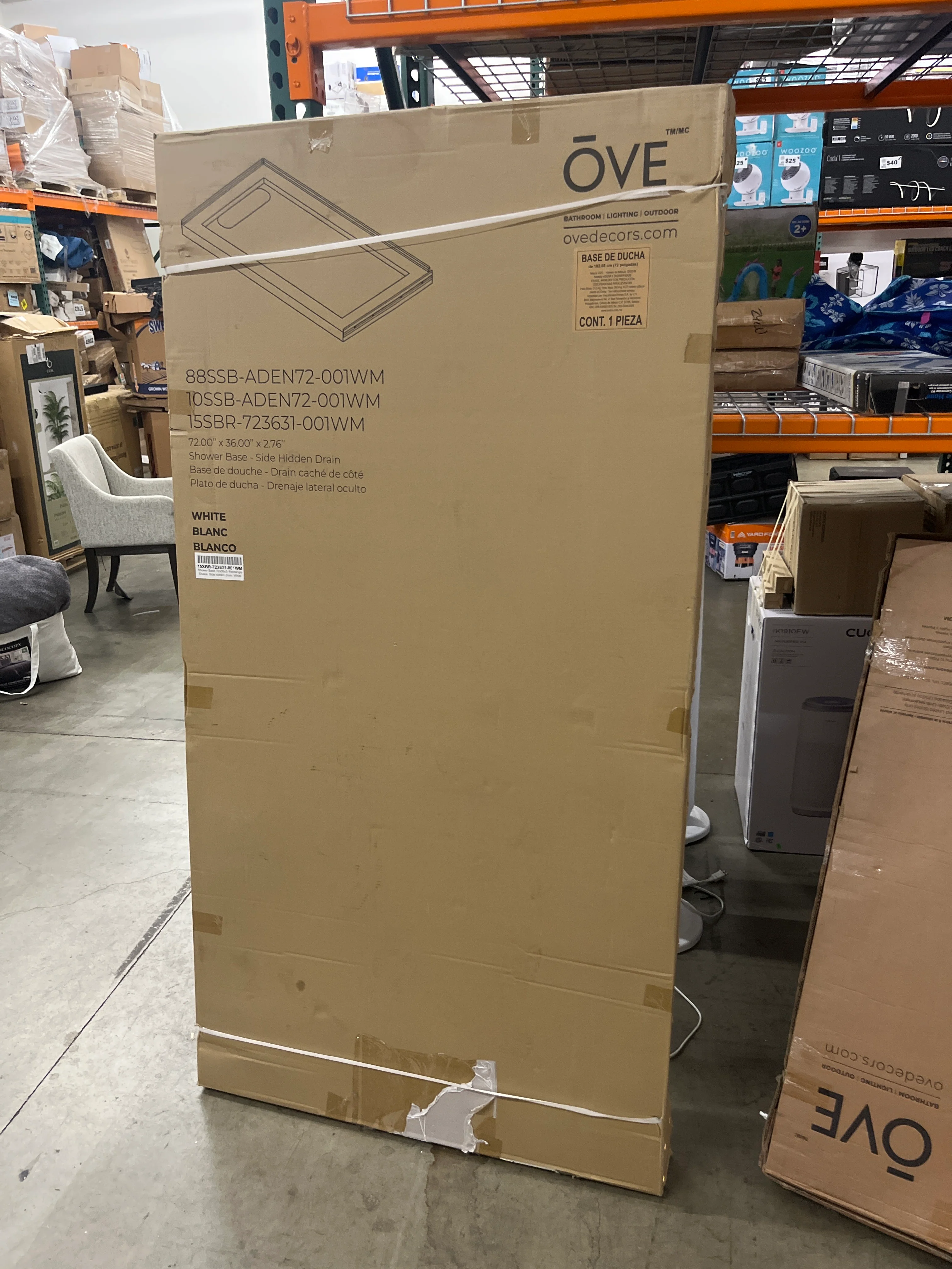 NEW - Ove Decors Adena 36" x 72" Rectangular Shower Base with Single Threshold and Reversible Drain - Retail $420 - Image 4