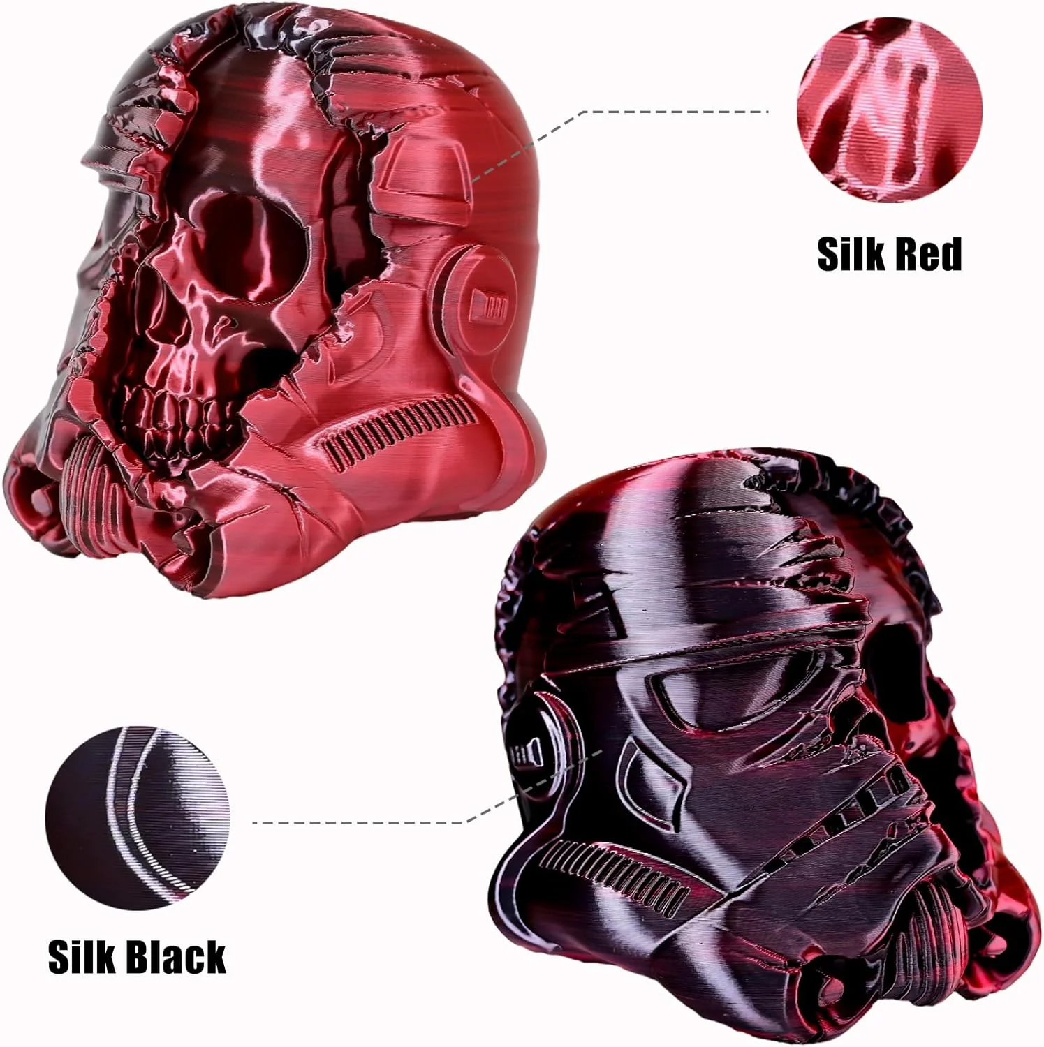 PLA Filament 1.75mm, Silk PLA 3D Printer Filament, High Speed Printing Dual Color Filament Black Red 2 in 1 Coextrusion 1.75 PLA Filament +/-0.02mm, 1kg/2.2lb - Image 4
