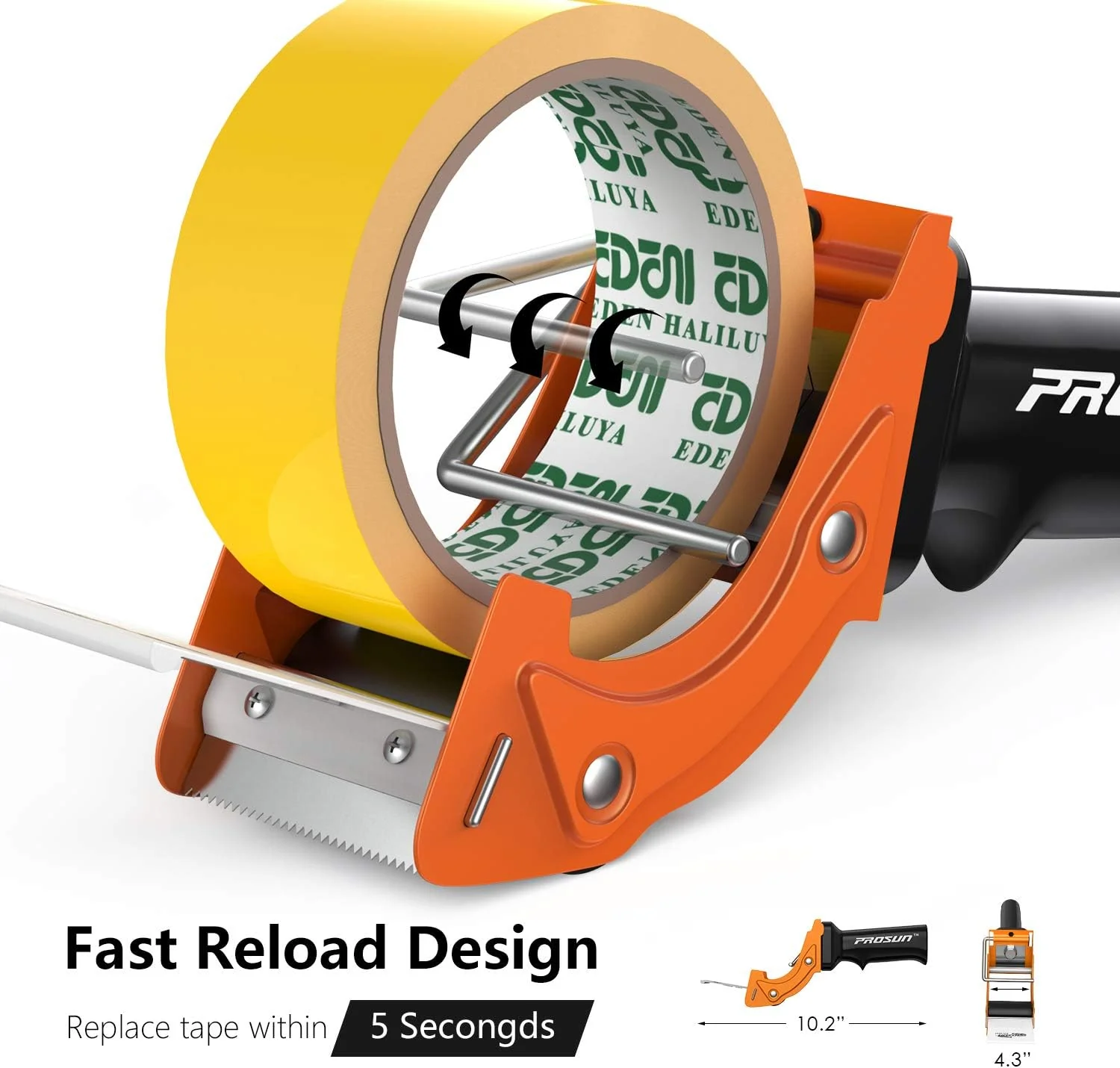 Fast Reload 2 Inch Tape Gun Dispenser Packing Packaging Sealing Cutter Orange - Image 5