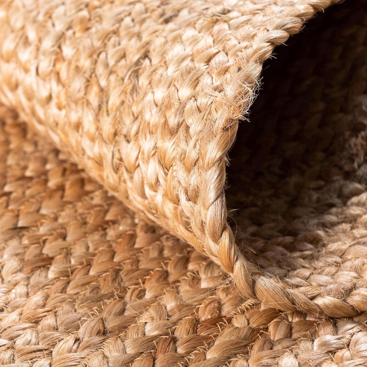 Handwoven Jute Area Rug - 8 feet Round - Natural Fiber - Rustic Vintage Beige Braided Reversible Rug - Eco Friendly Rugs for Bedroom - Kitchen - Living Room - Farmhouse - Retail $118 - Image 3