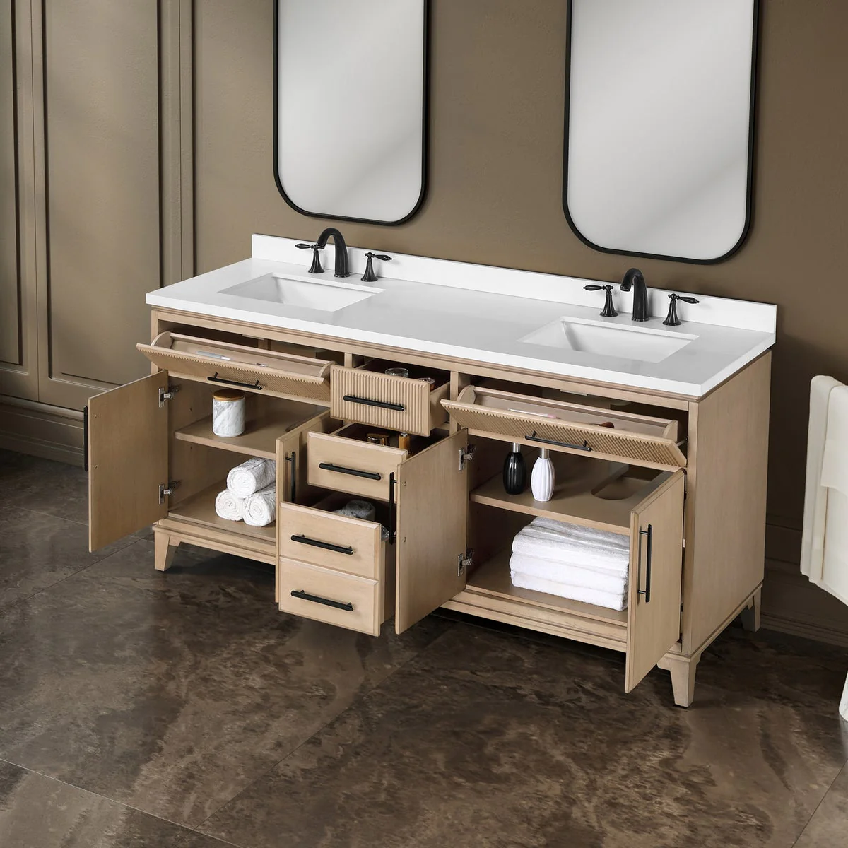 Loxley Rowe Marbella Bath Vanity in Sahara Birch 72" - Image 2