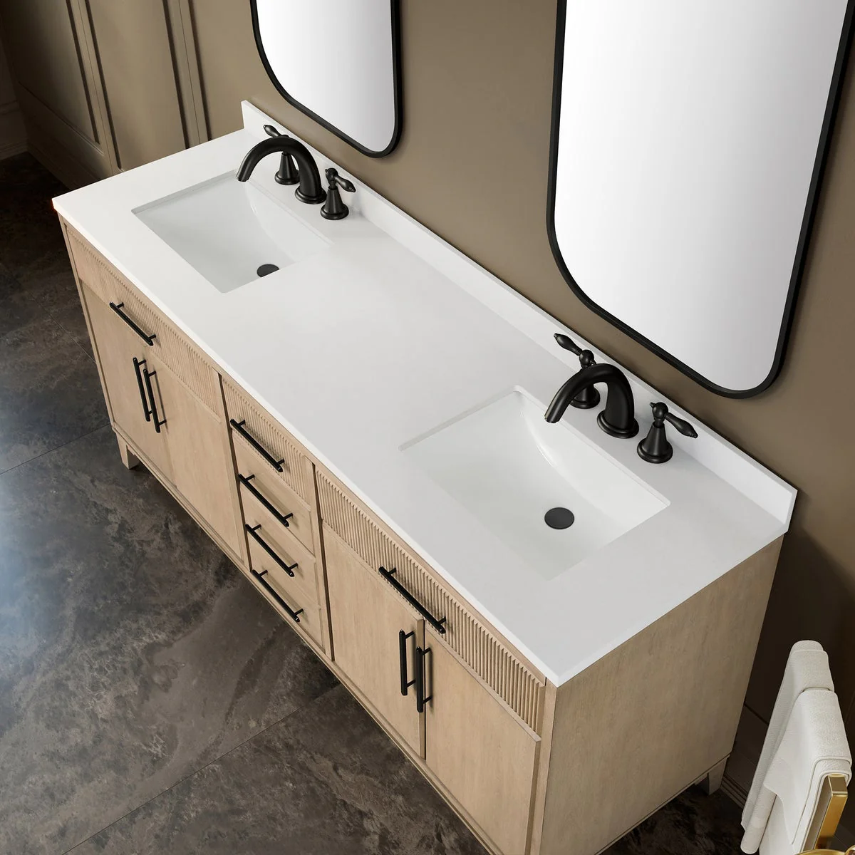 Loxley Rowe Marbella Bath Vanity in Sahara Birch 72" - Image 4