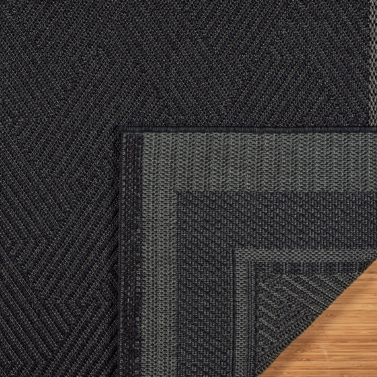 Ravenna Indoor/Outdoor Rug, Geo Border Charcoal, Rug Size: 6 ft. 6 in. x 9 ft. 6 in. - Image 4
