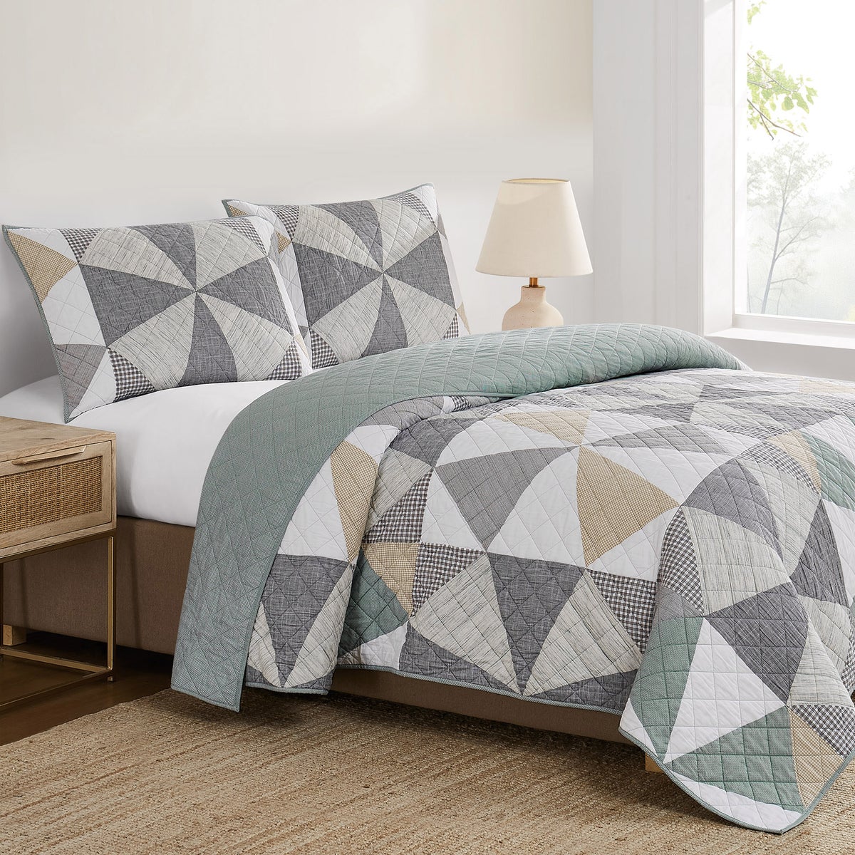 Origami KING Pieced Prairie Patchwork 3-piece Quilt Set - Image 2
