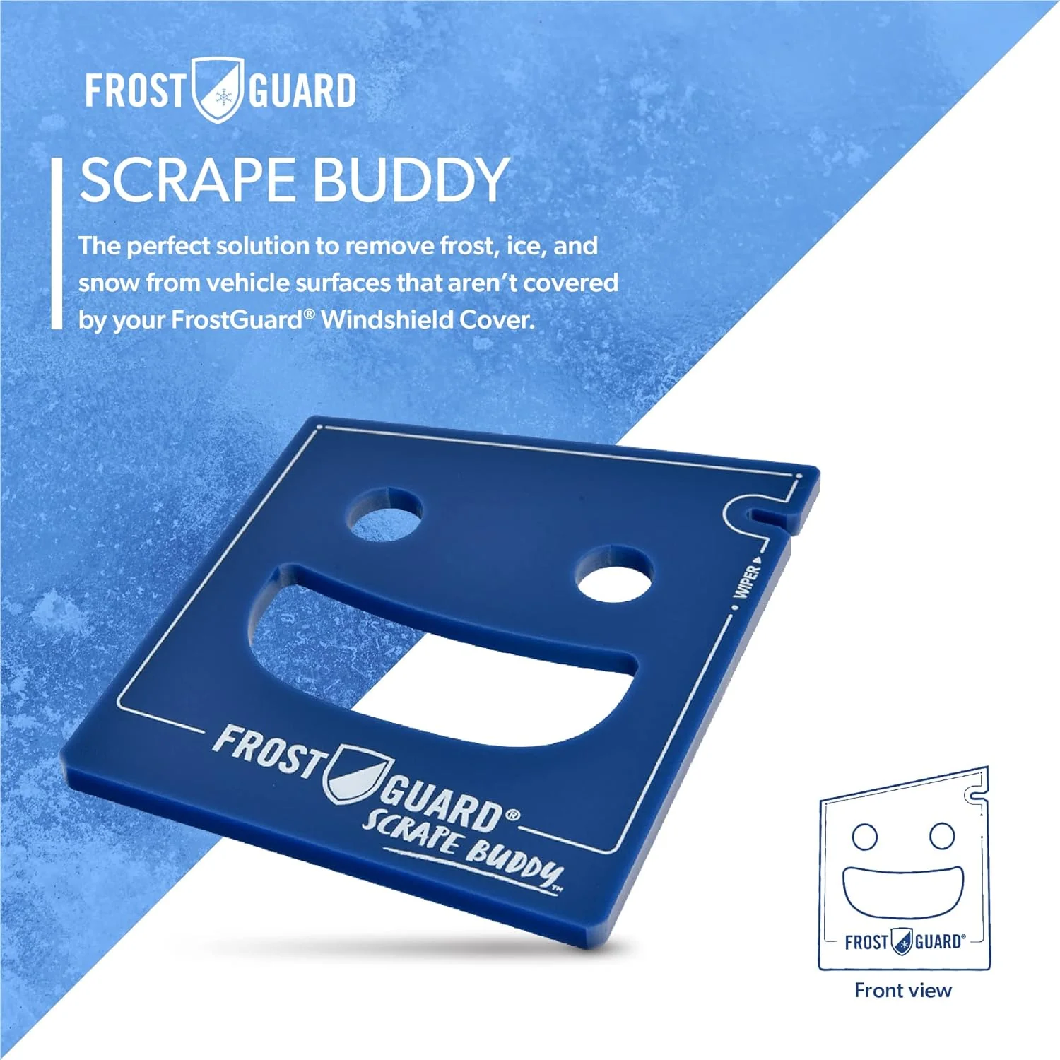 FrostGuard Scrape Buddy Car Ice Scraper Scrape with a Smile - Quickly Remove Frost, Ice and Snow from Your Vehicle Windows and Wiper Blades - Acrylic with Comfort Neoprene Sleeve - Blue Frost - Image 2