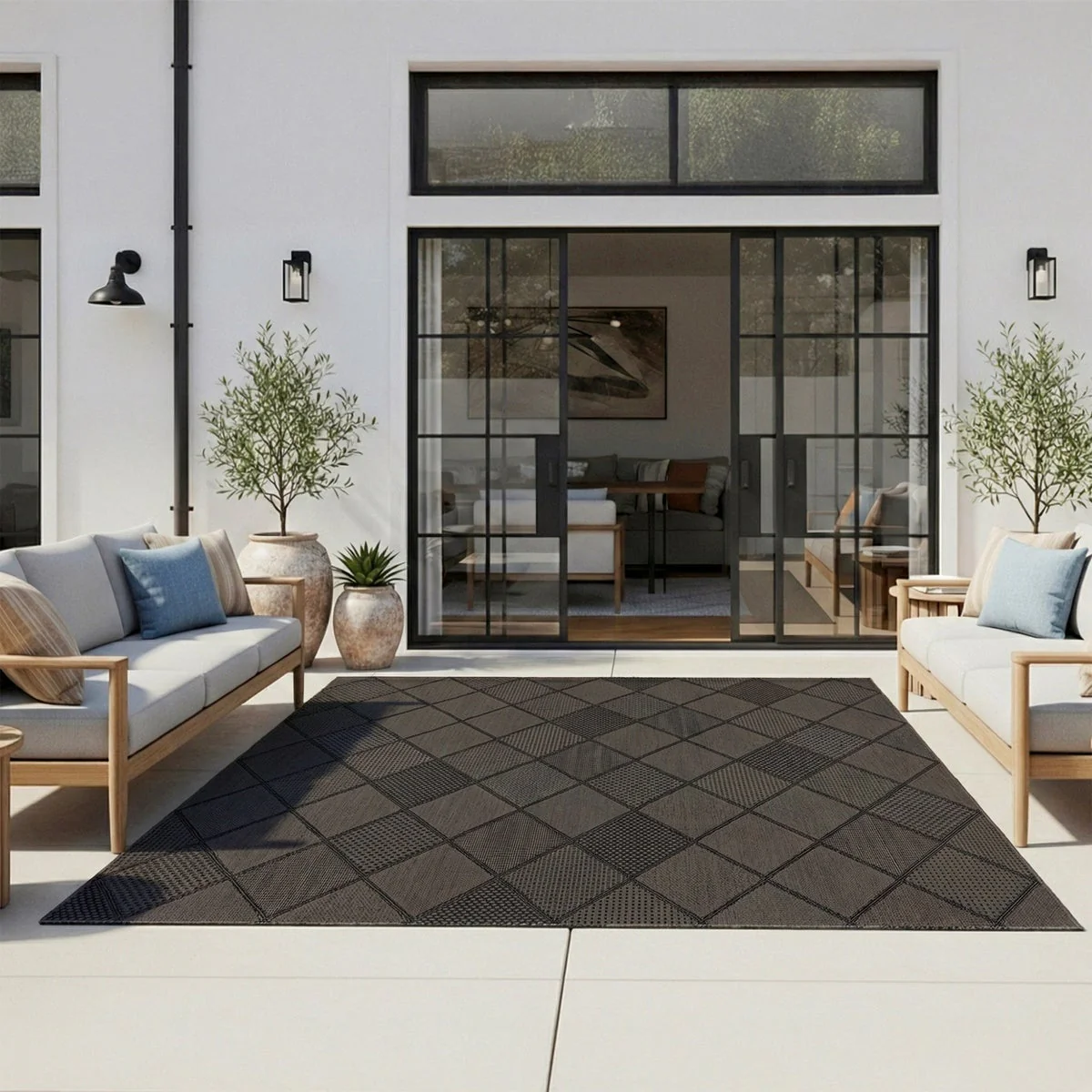 Laguna Indoor/Outdoor Area Rug, Morris Charcoal Pewter, 7'10” x 10'