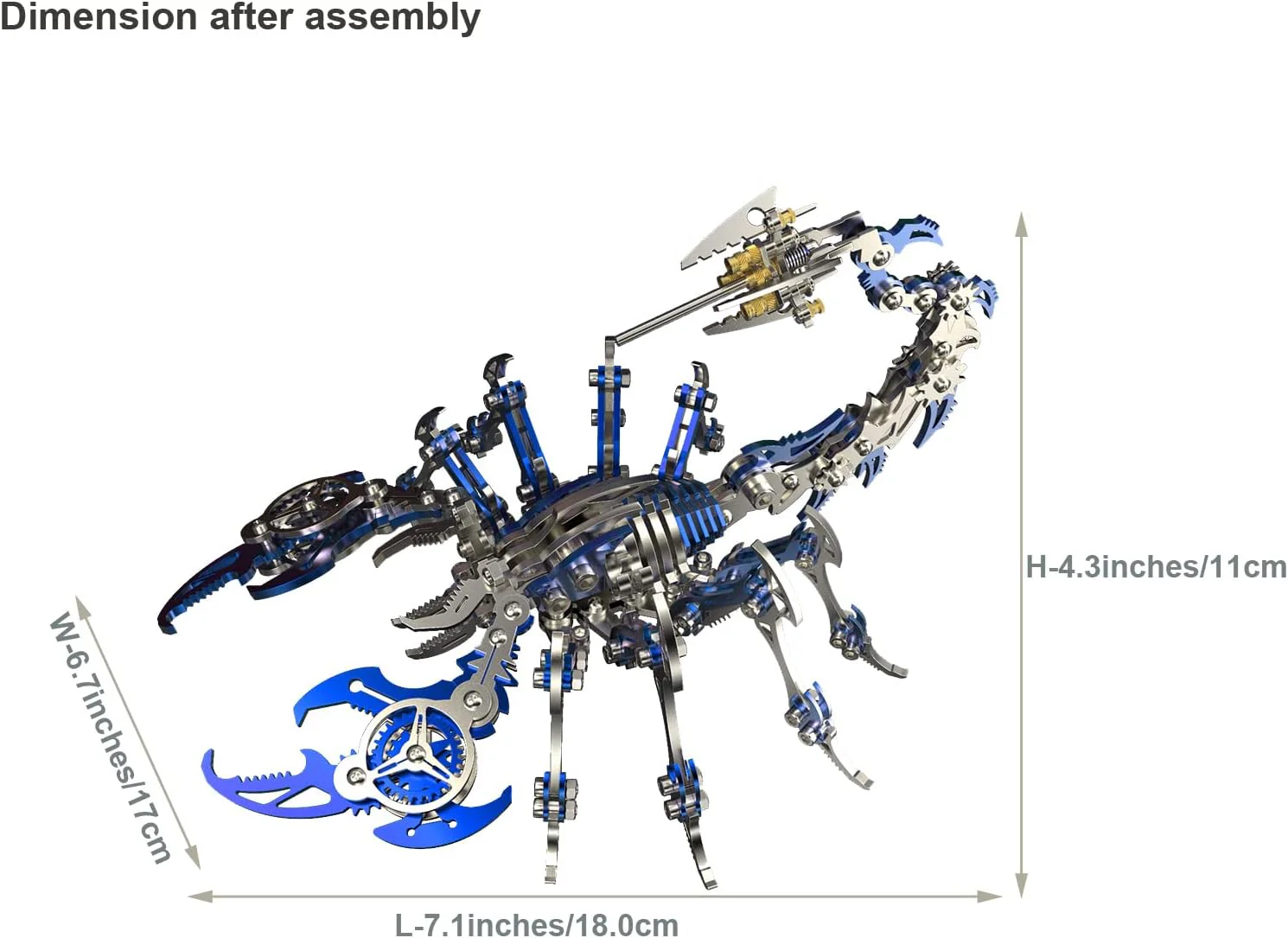 NEW - Blue 3D Metal Puzzle for Adults Scorpion, DIY Colorful 3D Metal Model Kits to Build with Tool, 3D Desktop Model Kits Building Toys for Adults/Teens - Retail $65 - Image 2
