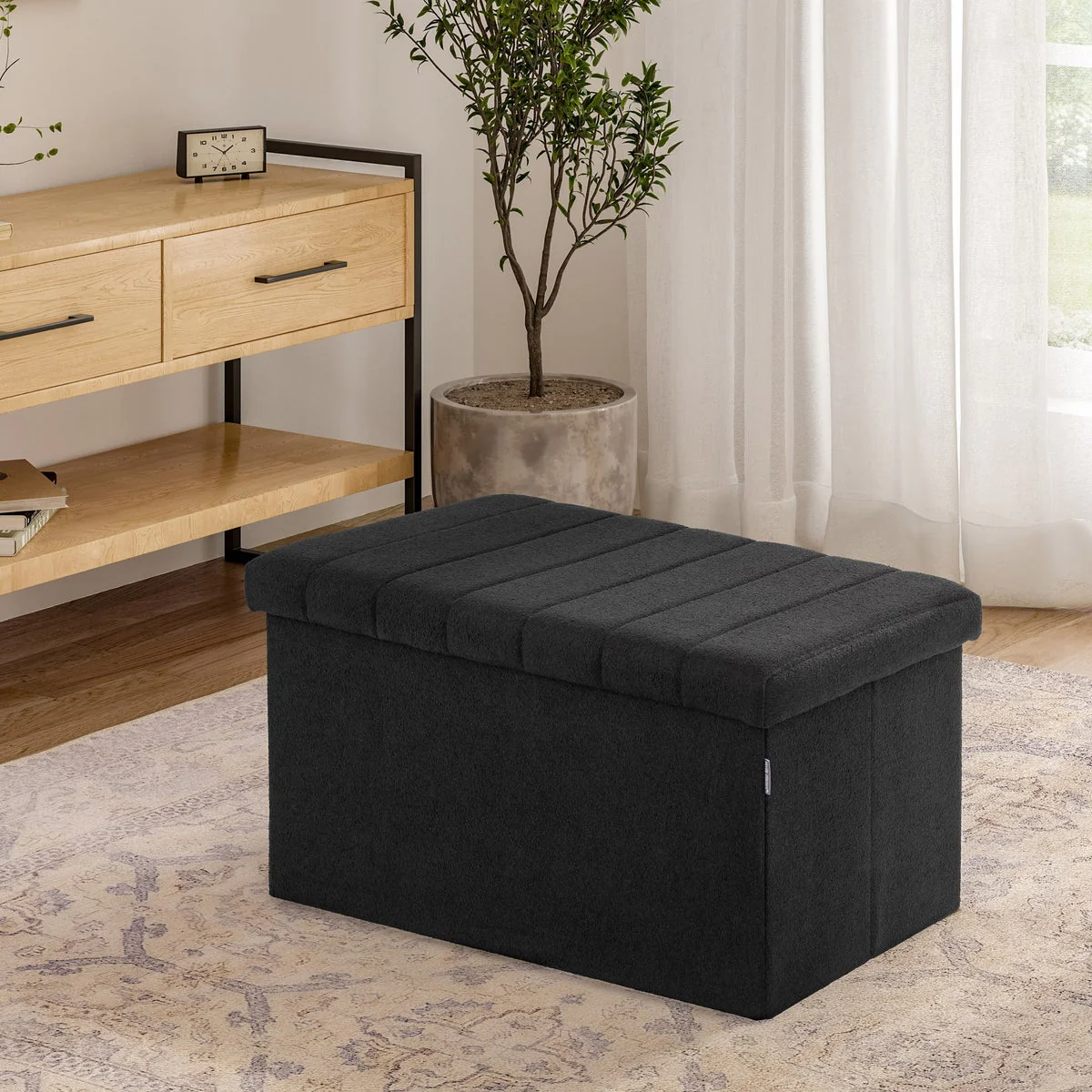 Seville Classics Boucle Foldable Storage Trunk - Image 2